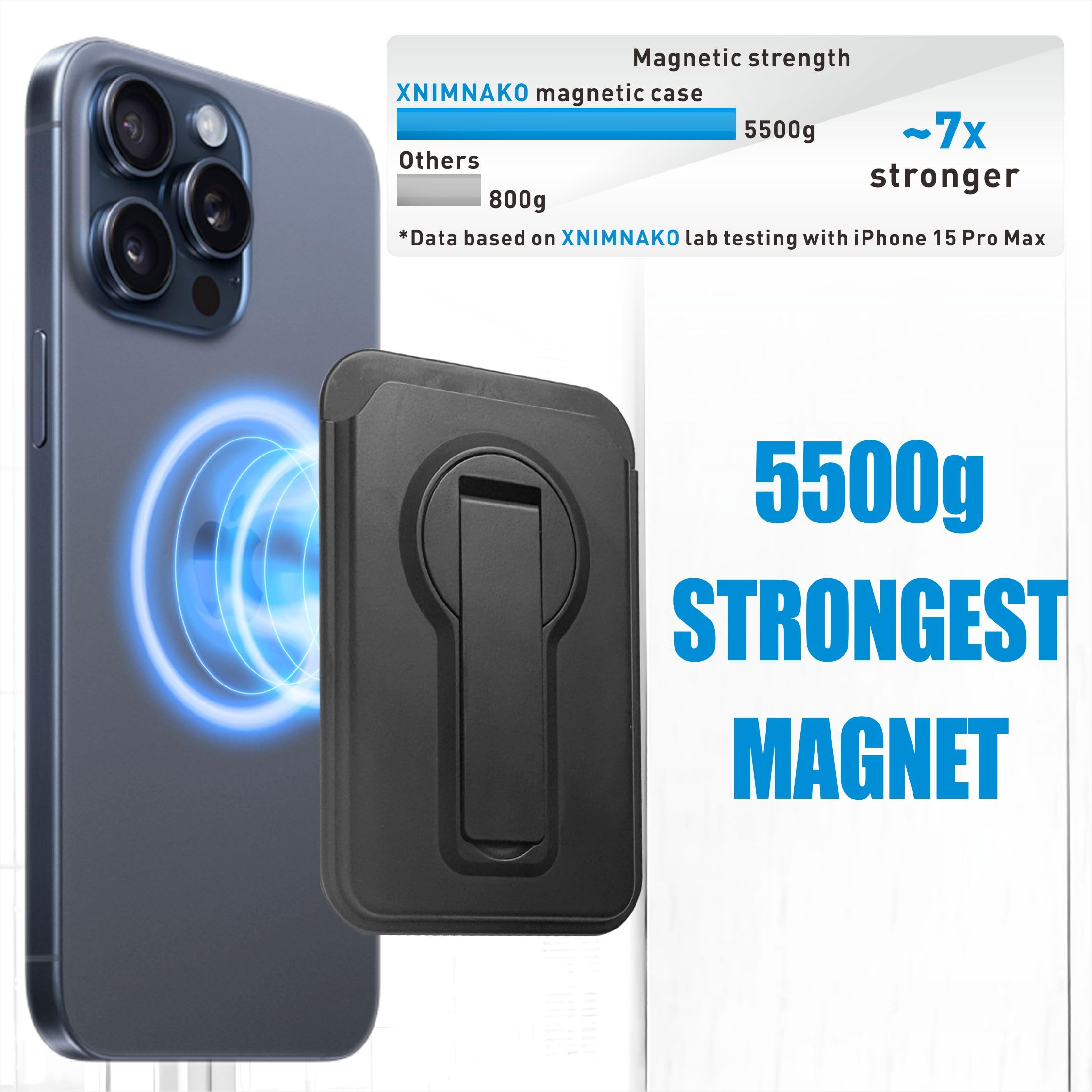 xnimnako Mag-Safe Wallet for iPhone Lightweight Magnetic Phone Wallet Stand Adjustable Hard Plastic Magnetic Card Holder for iPhone 16/15/14/13/12 Series
