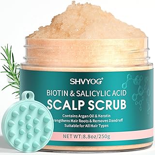 Scalp Scrub, Biotin 2-in-1 Scalp Exfoliator Scrub Clarifying Detox Shampoo with 3% Salicylic Acid & Tea Tree for Dandruff, Build Up, Itchy Scalp, Oily Hair & Dry Scalp Treatment with Scalp Massager