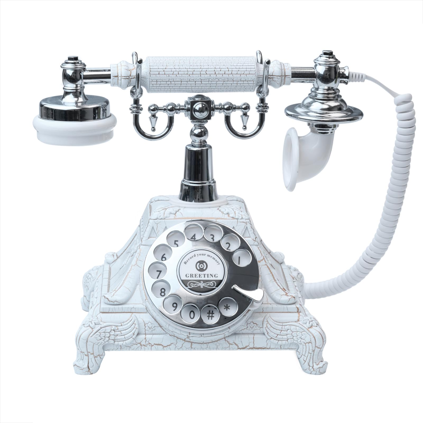 Księga gości audio, telefon weselny, księga gości, telefon, styl vintage, wiadomość dźwiękowa, poczta głosowa na ukończenie szkoły, przyjęcie emerytalne, urodziny, baby shower, specjalne okazje (biały