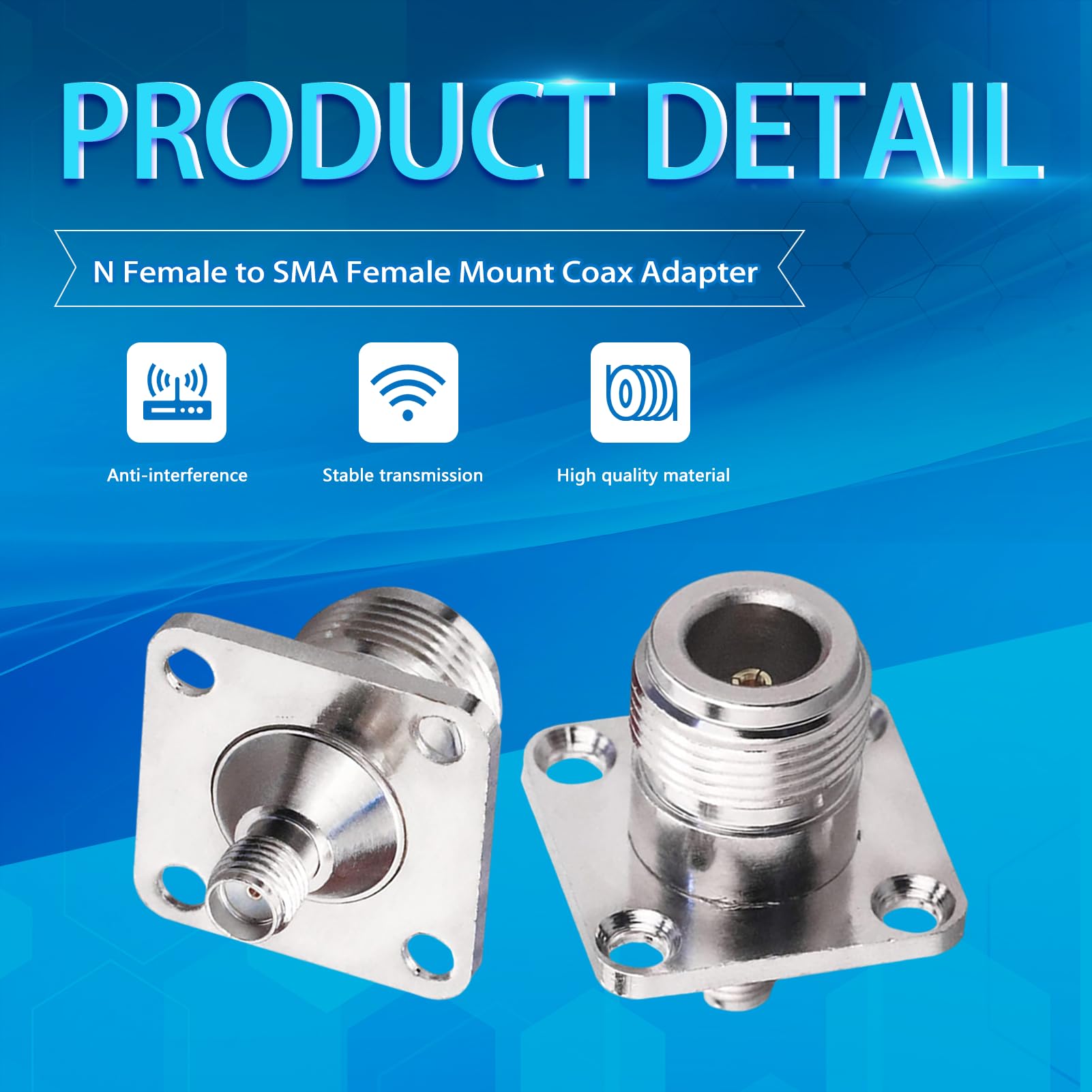 2 Adattatori Coassiali N Femmina A SMA Femmina - Per Antenne RF/Wifi, Montaggio A Pannello - Foto 3