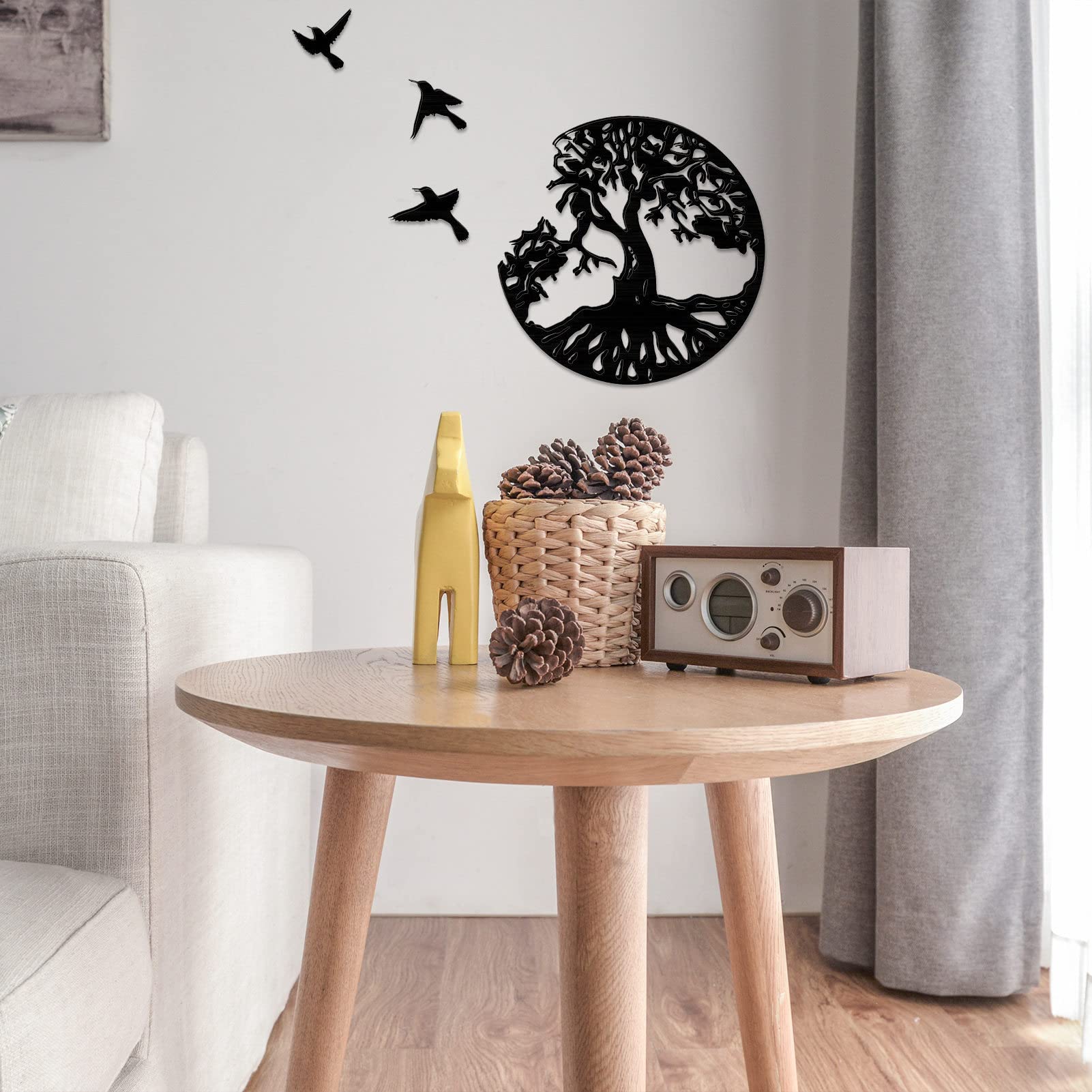Art For The Home Decorazione Parete In Metallo – Uccellini Su Filo – Nero/Naturale, 60x13 Cm - 2