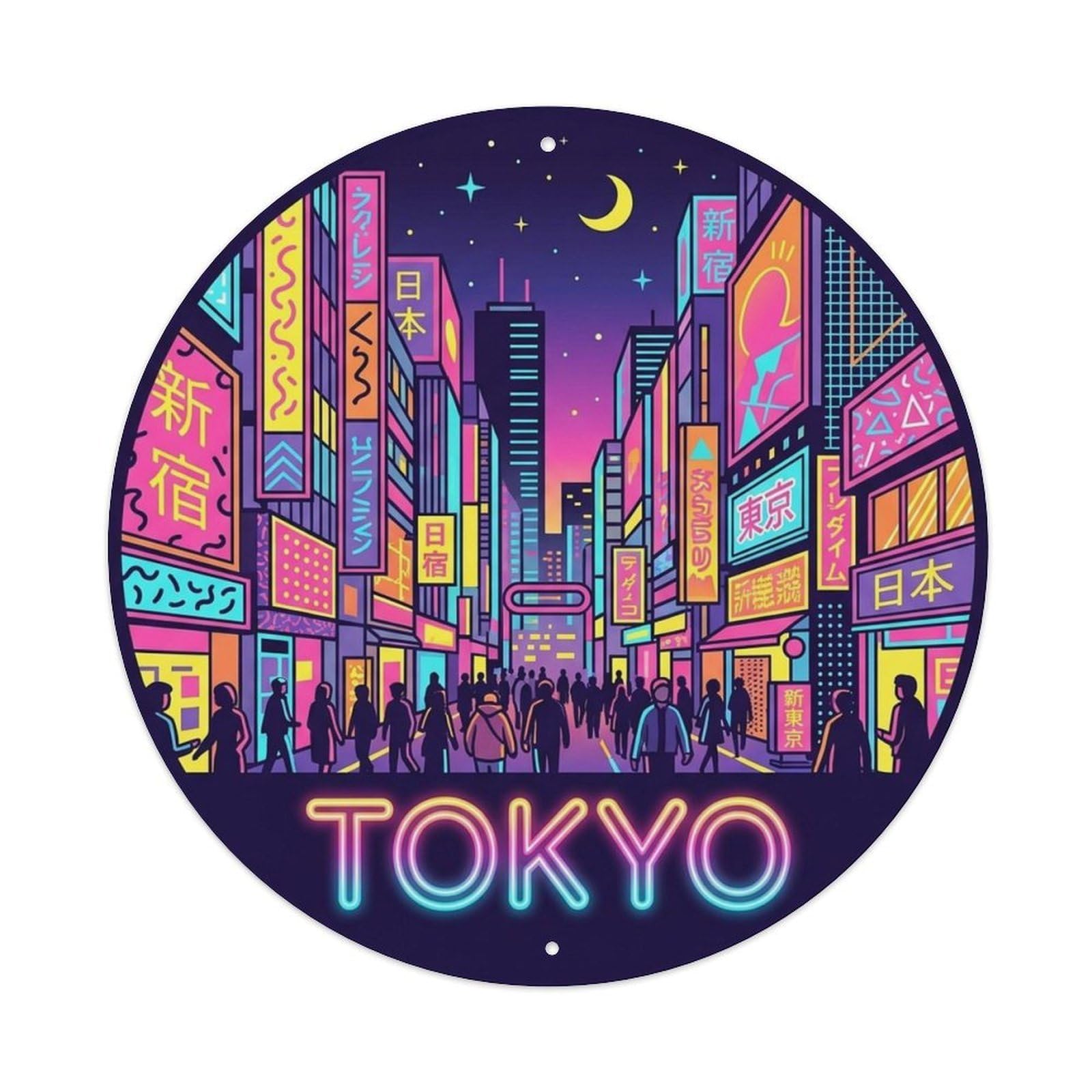 Tokyo Japan Retro Travel Woodblock Old Town Metal Tin Sign