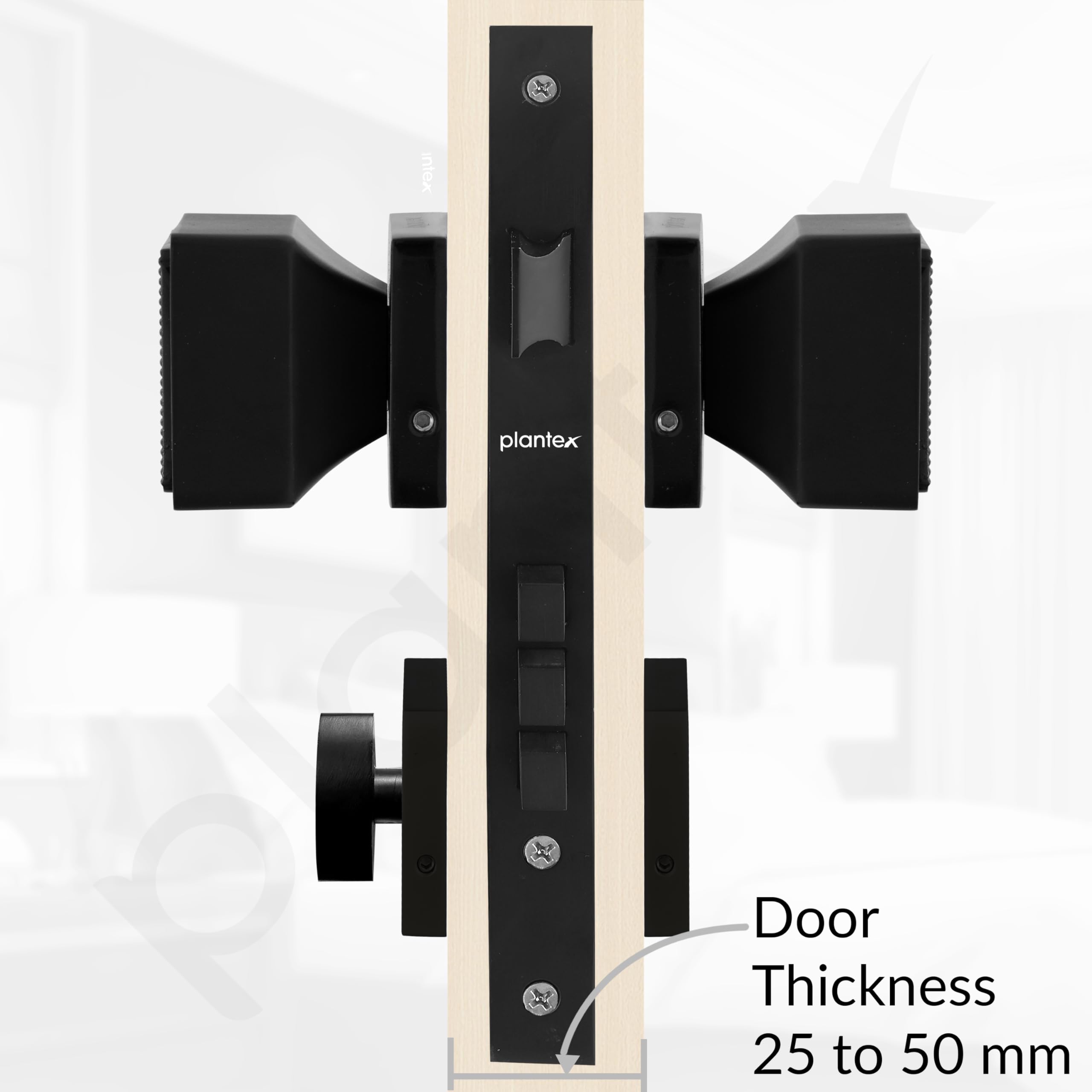 Plantex Heavy Duty Mortise Lock Handle - Black -5 Plantex Heavy Duty Mortise Lock Handle - Black -5