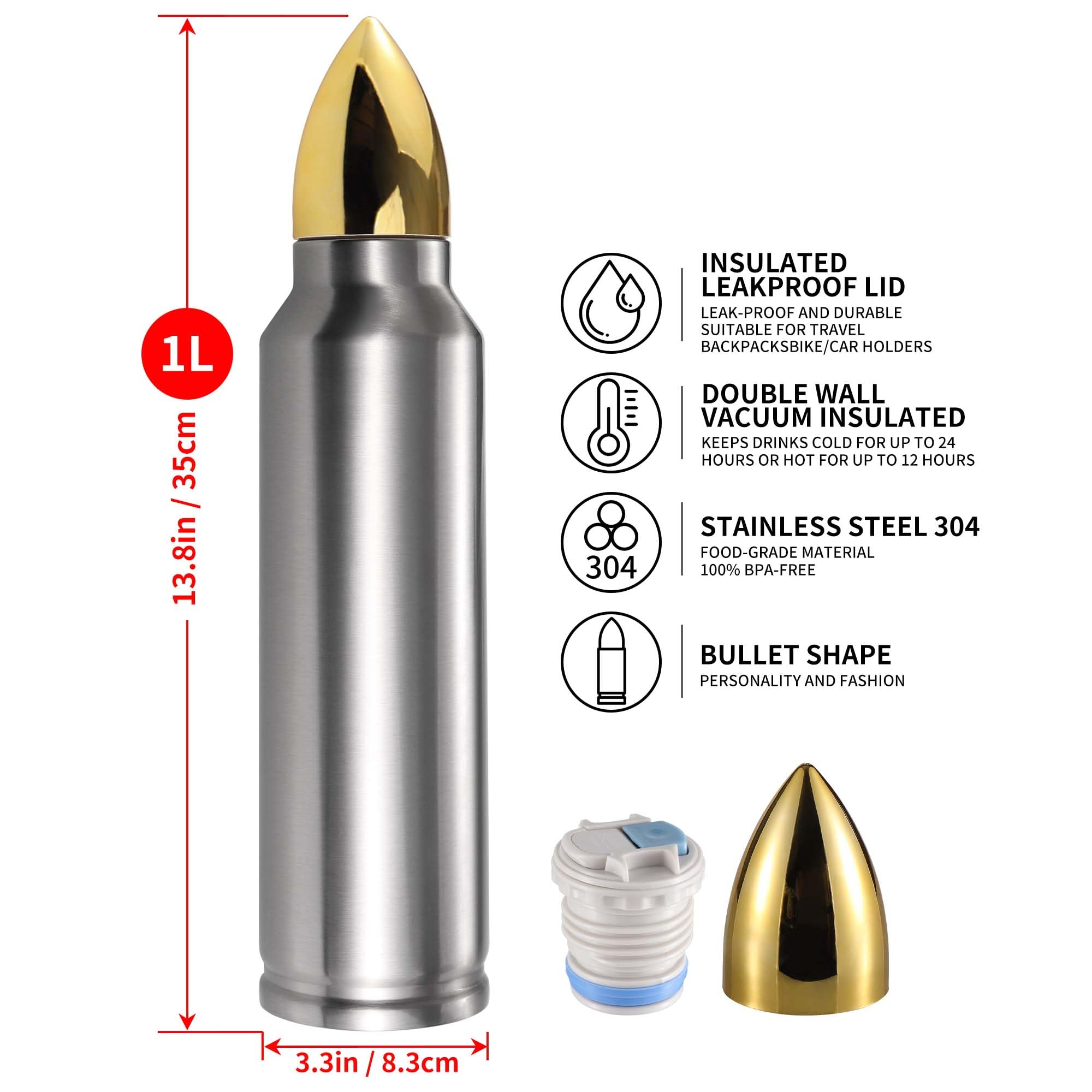 Goetland Floreale Bottiglia Termica con Cannuccia 1 Litro Borraccia Termica Bottiglia Acqua Termiche Borracce Termiche Acciaio Inox Metallo Senza BPA Isolamento Malva