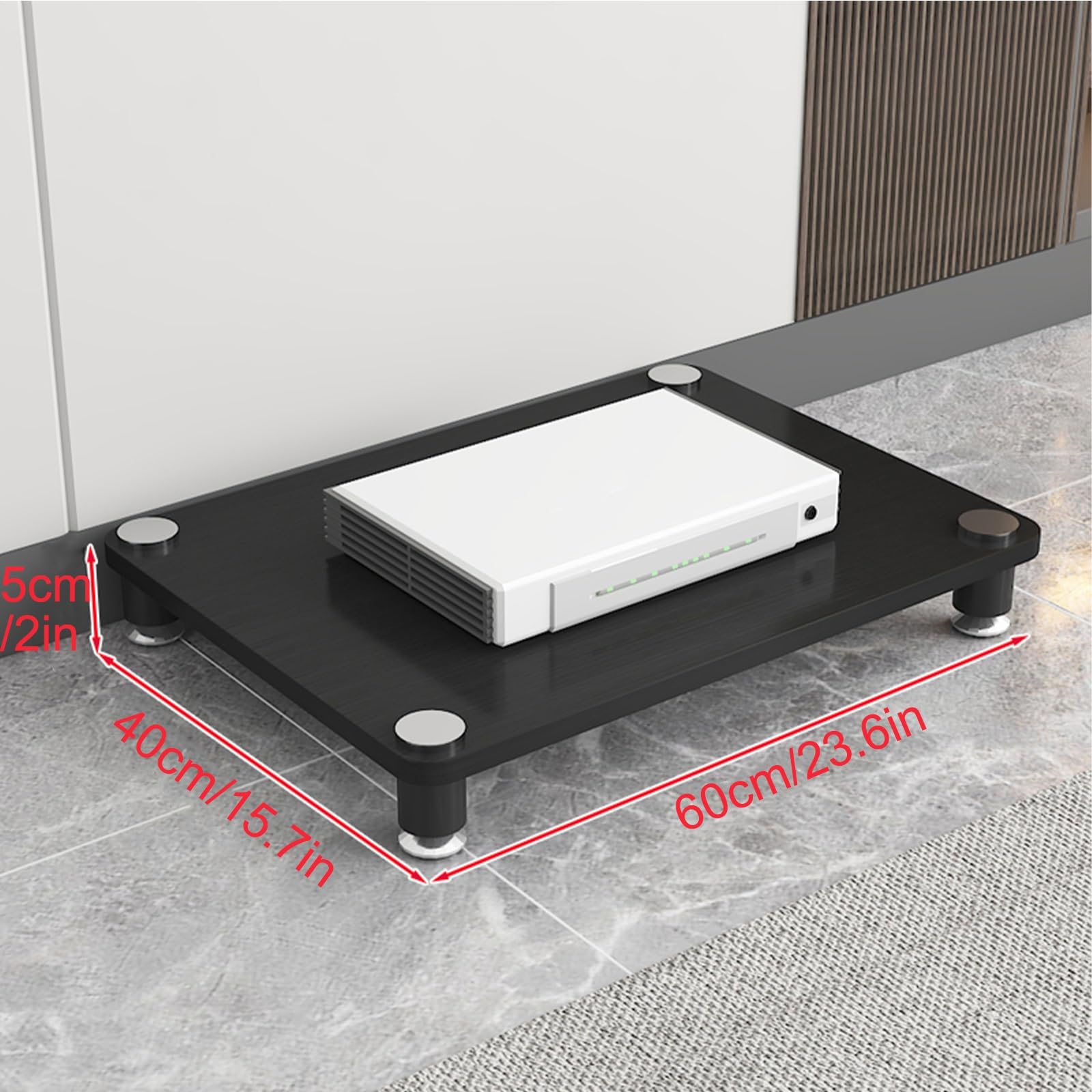 Support multimédia AV à 4 niveaux et rack réseau à cadre ouvert pour matériel audio/vidéo pour équipement informatique et audio/audio/petit centre de divertissement finition rouge 5 cm de hauteur