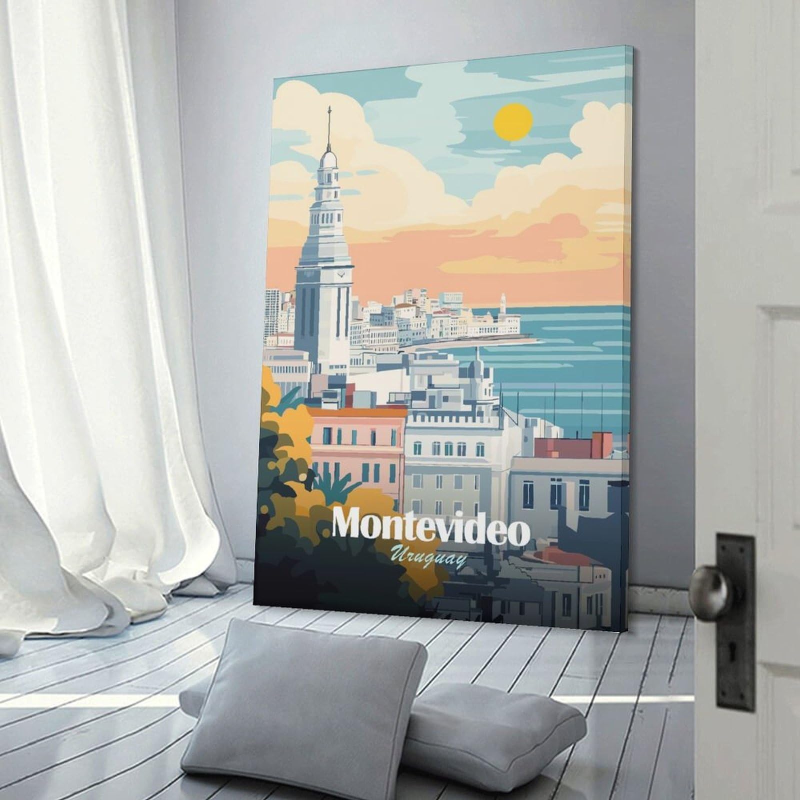 Junmoney Montevideo Uruguay Travel Room Decor Wall Art, 20x30inch(50x75cm), for Gallery Wall Decor And Room Displays, Decorative Artwork with Flexible Styling