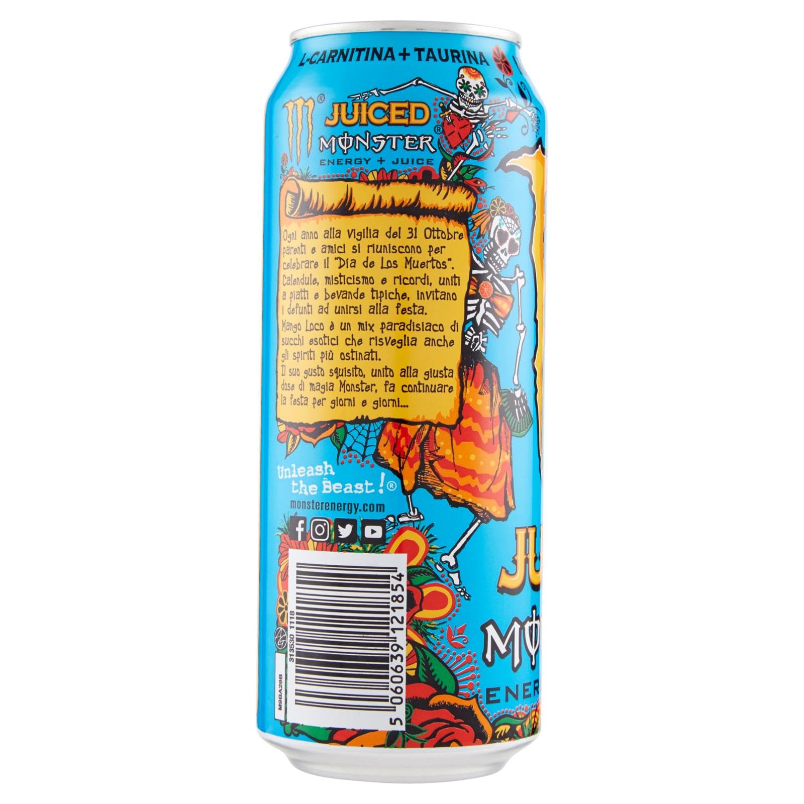 Italian Gourmet Bevanda Energetica Mango Loco, Energy-, 48 x 500ml | Gusto tropicale, mit Guave und Ananas, caffeinato e fruchtig in praktischer, Gesamtnettogewicht 24 L + Kostenlos Polpa 400g