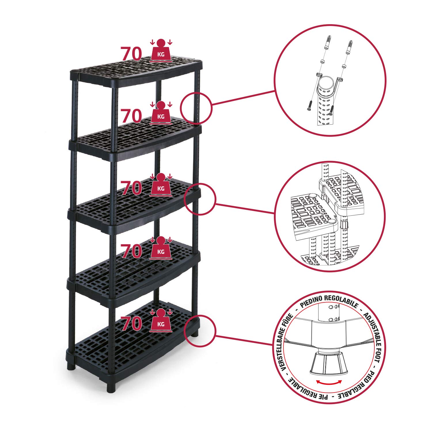 Terry, Scaffalone 1836-5, Estantería Modular con 5 Estantes. 93x45,3x188,5 cm