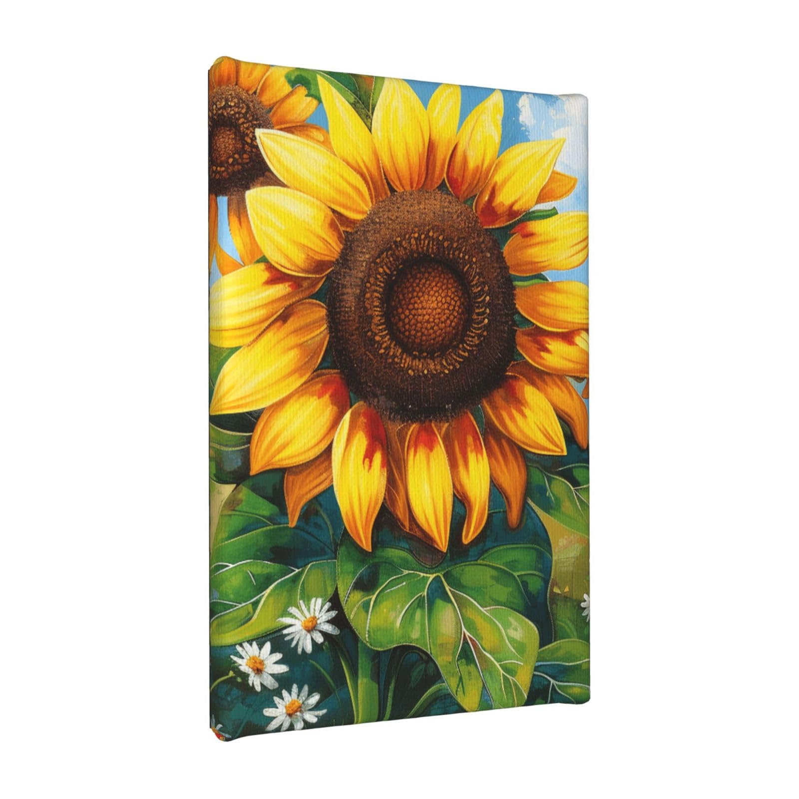 YKLJG Sunflower Printed Wall Art Canvas Painting 20x30 CM Wooden Framed Picture Painting Artwork Prints for Bedroom Kitchen Home Office Decor