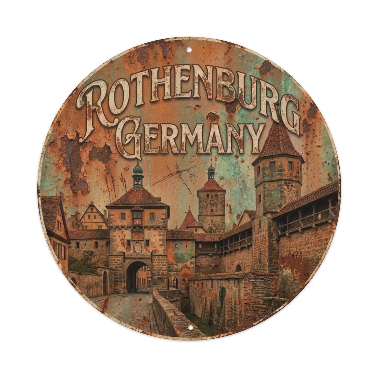 Galvaxio Style Germany Vintage Travel Rothenburg Metal Tin Sign