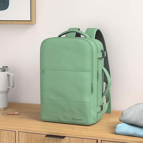 Vista 168 de Taygeer Mochila de mano para mujer, mochila de viaje de 35 litros para mujer, aprobada por aerolíneas, bonita bolsa de viaje para artículos Azul