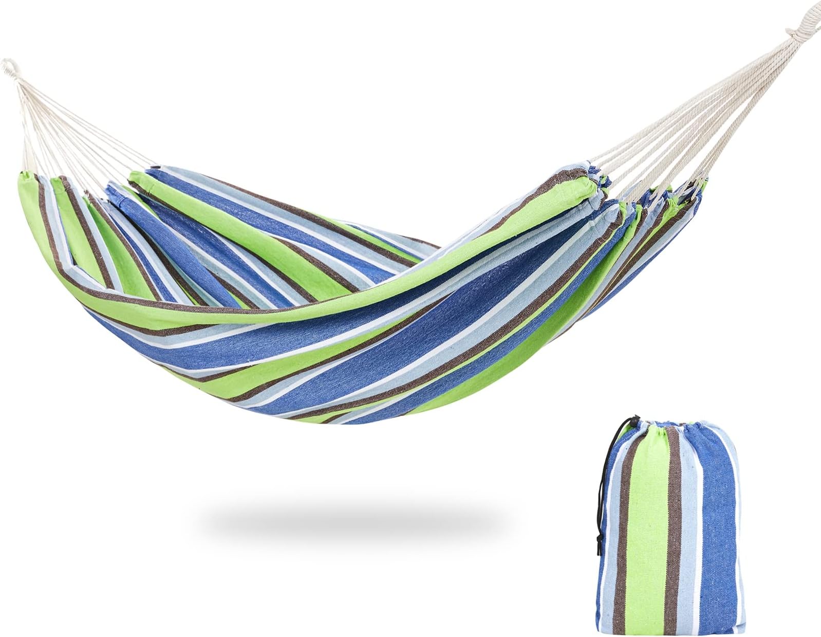 Hängematte 200 X 140cm Hängeliege Baumwolle Max. 200 Kg Outdoor Garten Camping E - Foto 10