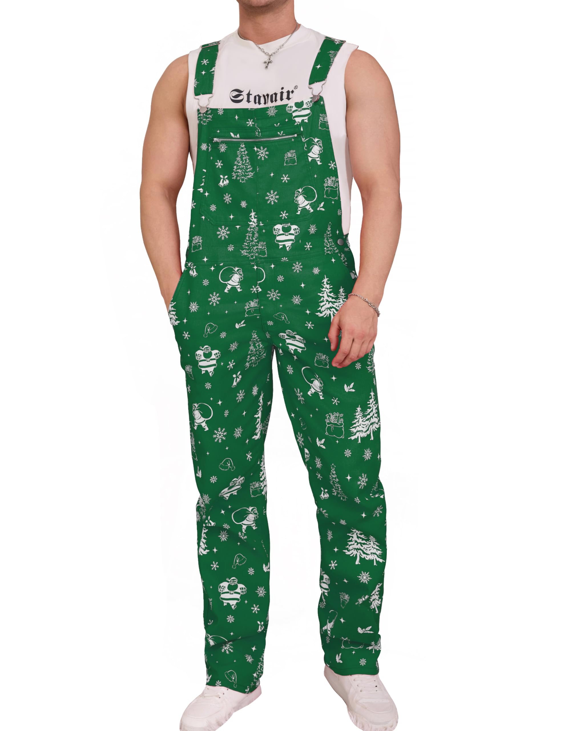 Mens Overalls Christmas Bib Coveralls Women Halloween Jumpsuit Stocking Stuffers for Adults