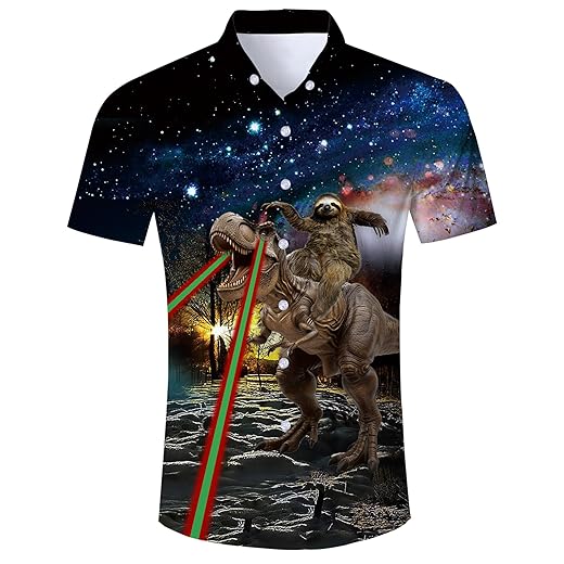 ALISISTER Mens Button Down Short Sleeve Dress Shirt Novelty Hawaiian Holiday Summer Funny Tops