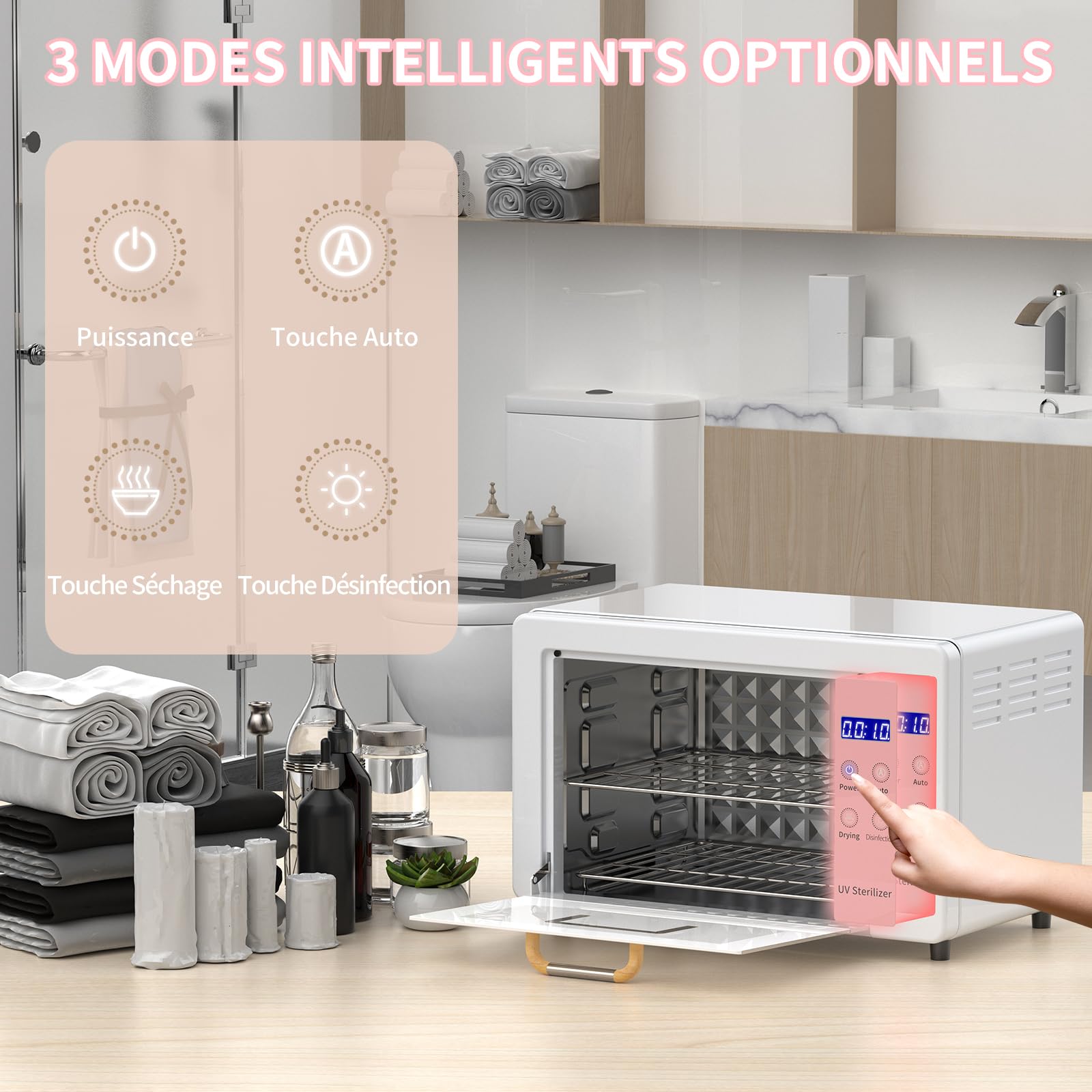 Stérilisateur d'esthéticienne, stérilisateur d'outils à ongles 10l, stérilisateur d'ongles UV multifonctionnel, armoire de nettoyage de grande capacité pour la maison, Salon de beauté et Spa