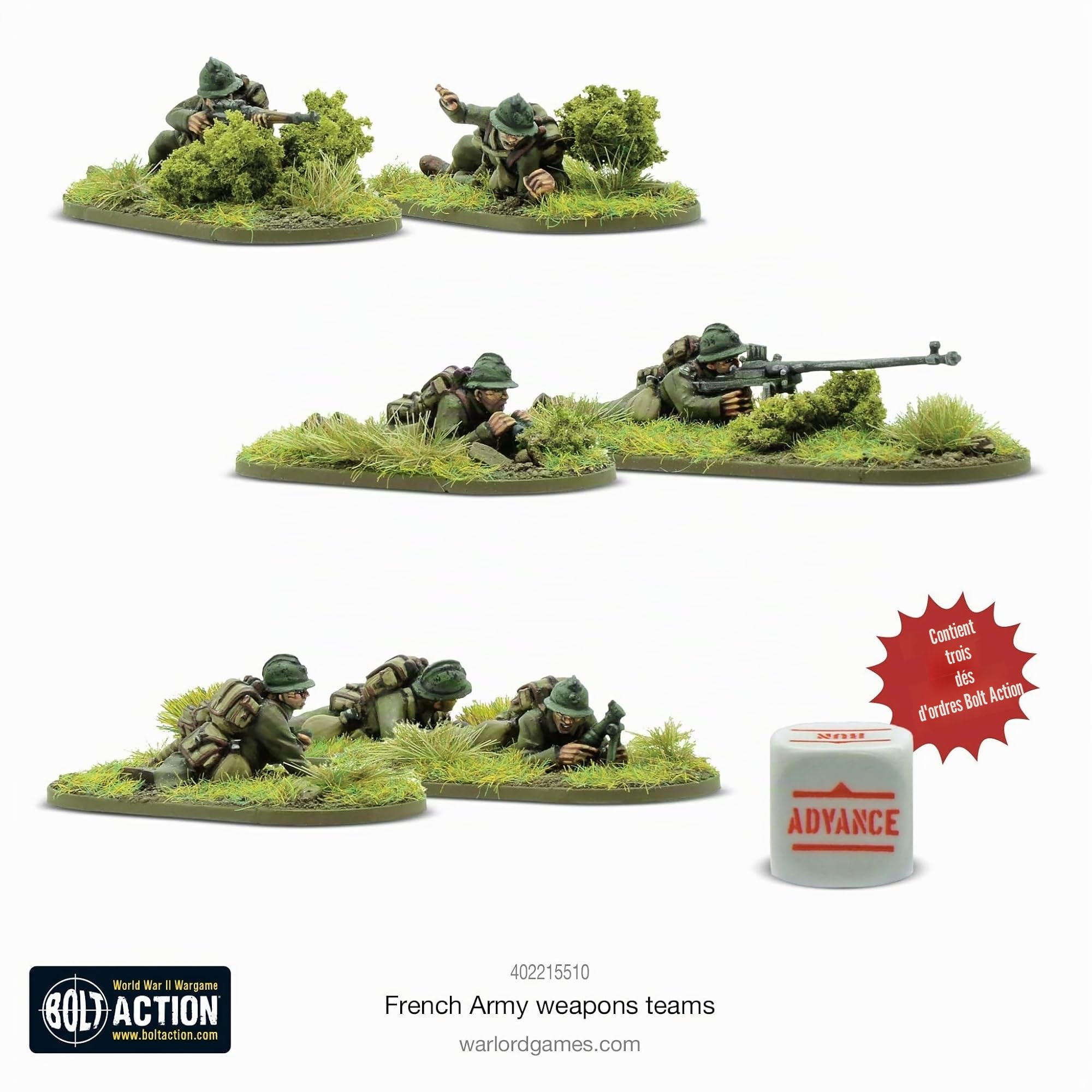 Warlord Games Équipes d'armes de l'armée française - Miniatures 28 mm pour action de boulon, très détaillées de la Seconde Guerre mondiale
