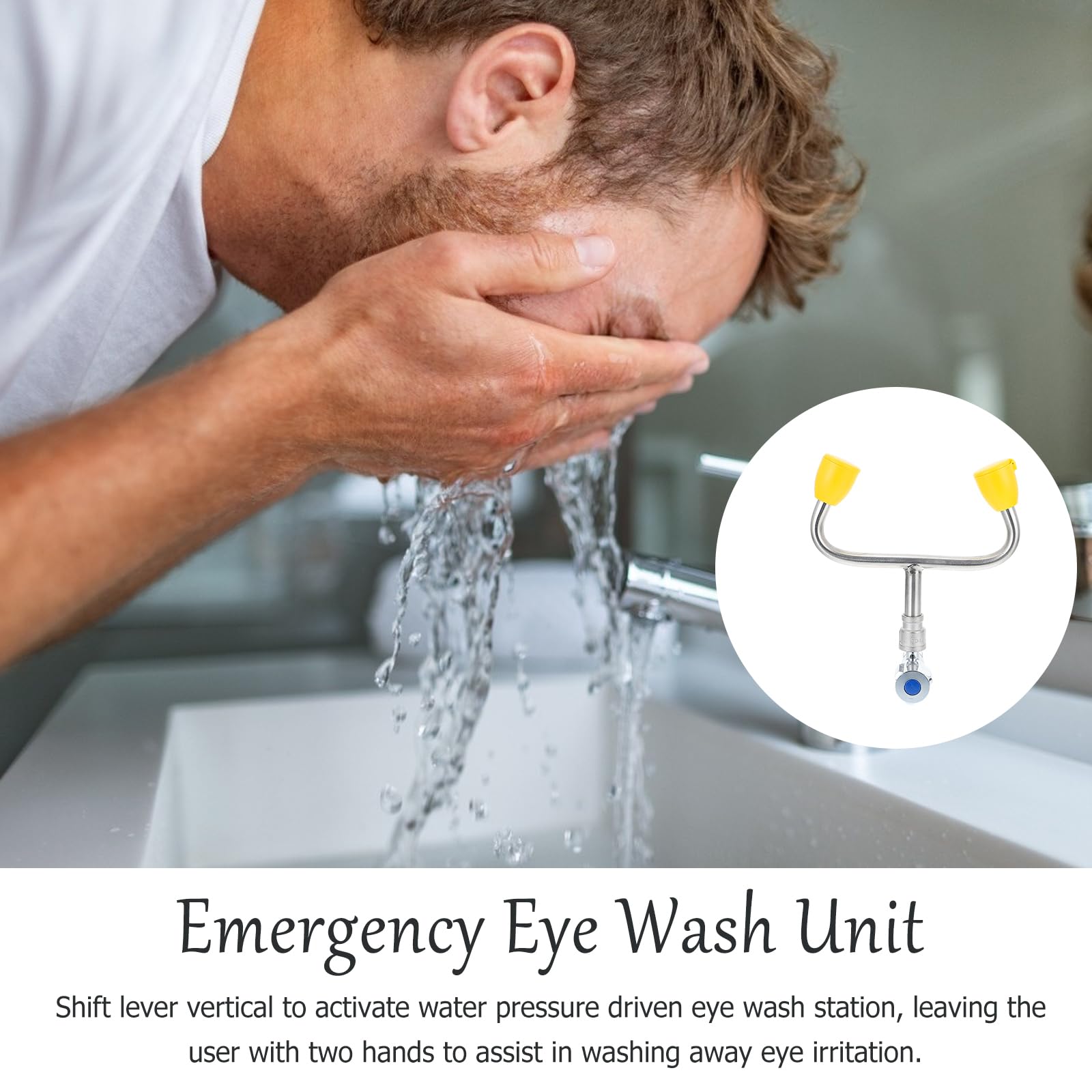 iplusmile Unità Lavaocchi di Emergenza in Acciaio Inox 304 per Rubinetto con Attivazione Rapida e Flusso Continuo