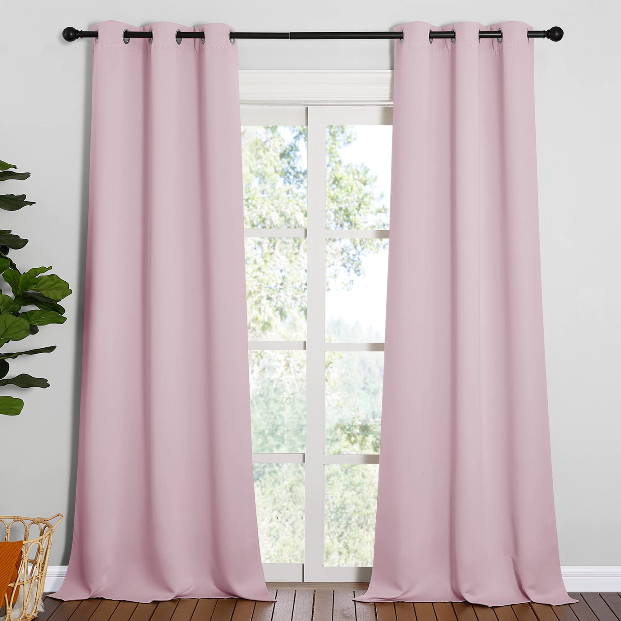 NICETOWN Room Darkening Drapes for Nursery - Light Blocking Curtain Panels for Bedroom Girl Room, Soft Fabric Window Treatment (Lavender Pink, 42 inches Width by 95 inches Length, 1 Pair)