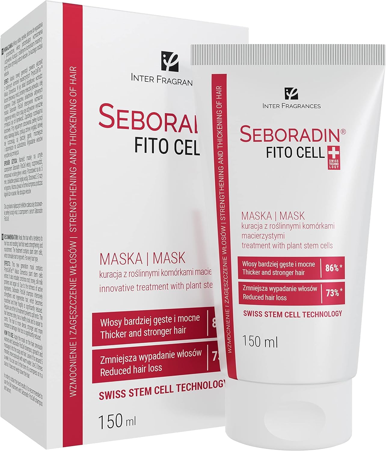 SEBORADIN FITO CELL Hair Mask Conditioner for Stronger Hair 150 ml Hair Loss and Regrowth Swiss Technology Stem Cells Phytocelltec Malus Domestica Hair and Scalp Treatment