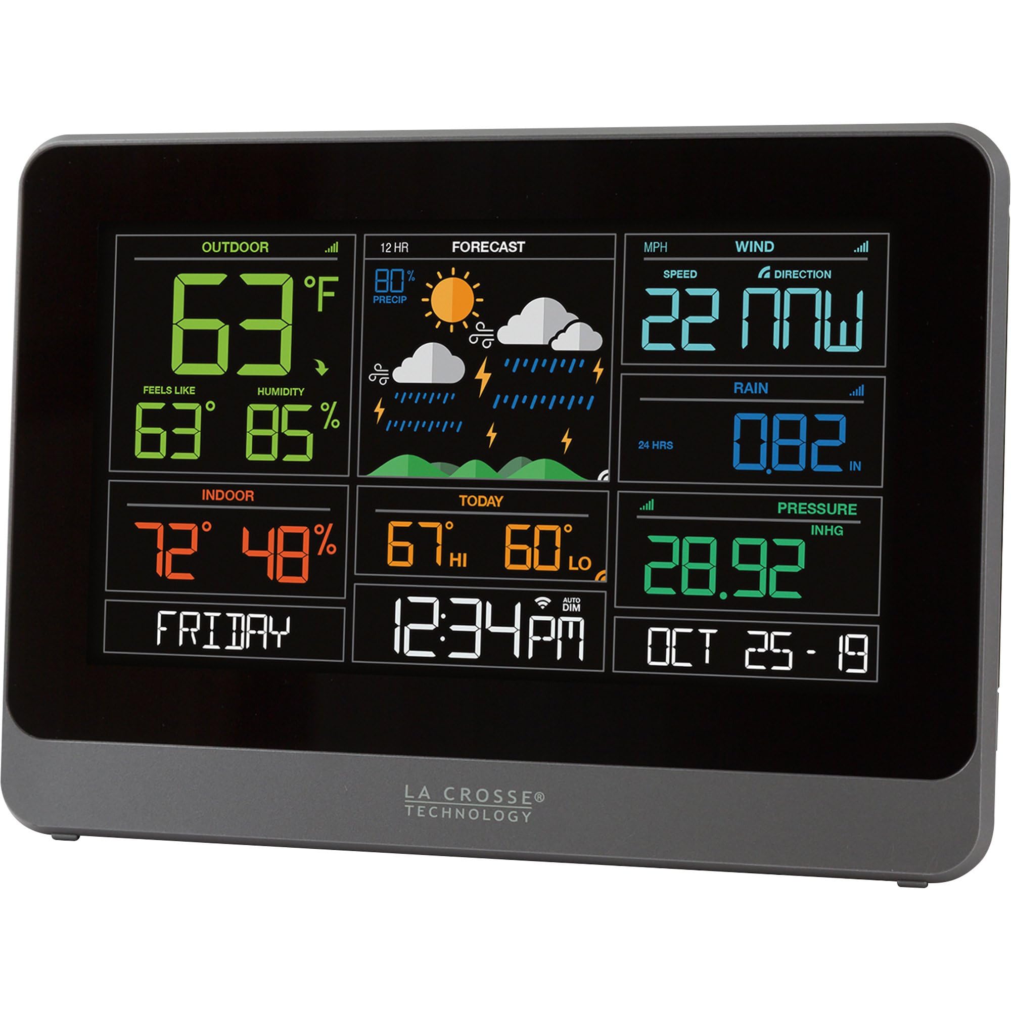 La Crosse Technology C83100-INT WiFi Professional Weather Station, Indoor/Outdoor Temperature and Humidity with Included Thermo-Hygro Sensor, White/Black