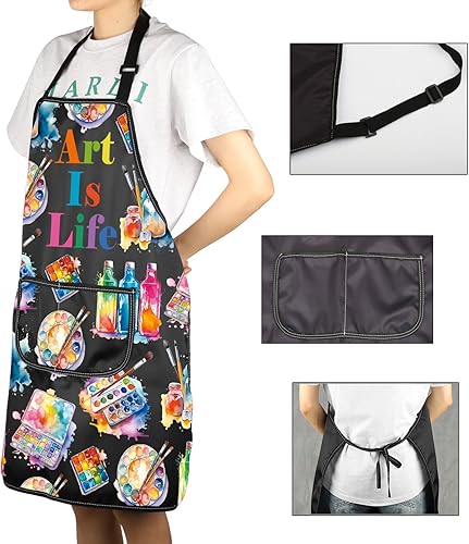 Miniatura 5 de JXGZSO Delantal de pintor para artistas, regalo para amantes del arte, pintor, regalo para artistas, delantal impermeable con bolsillo