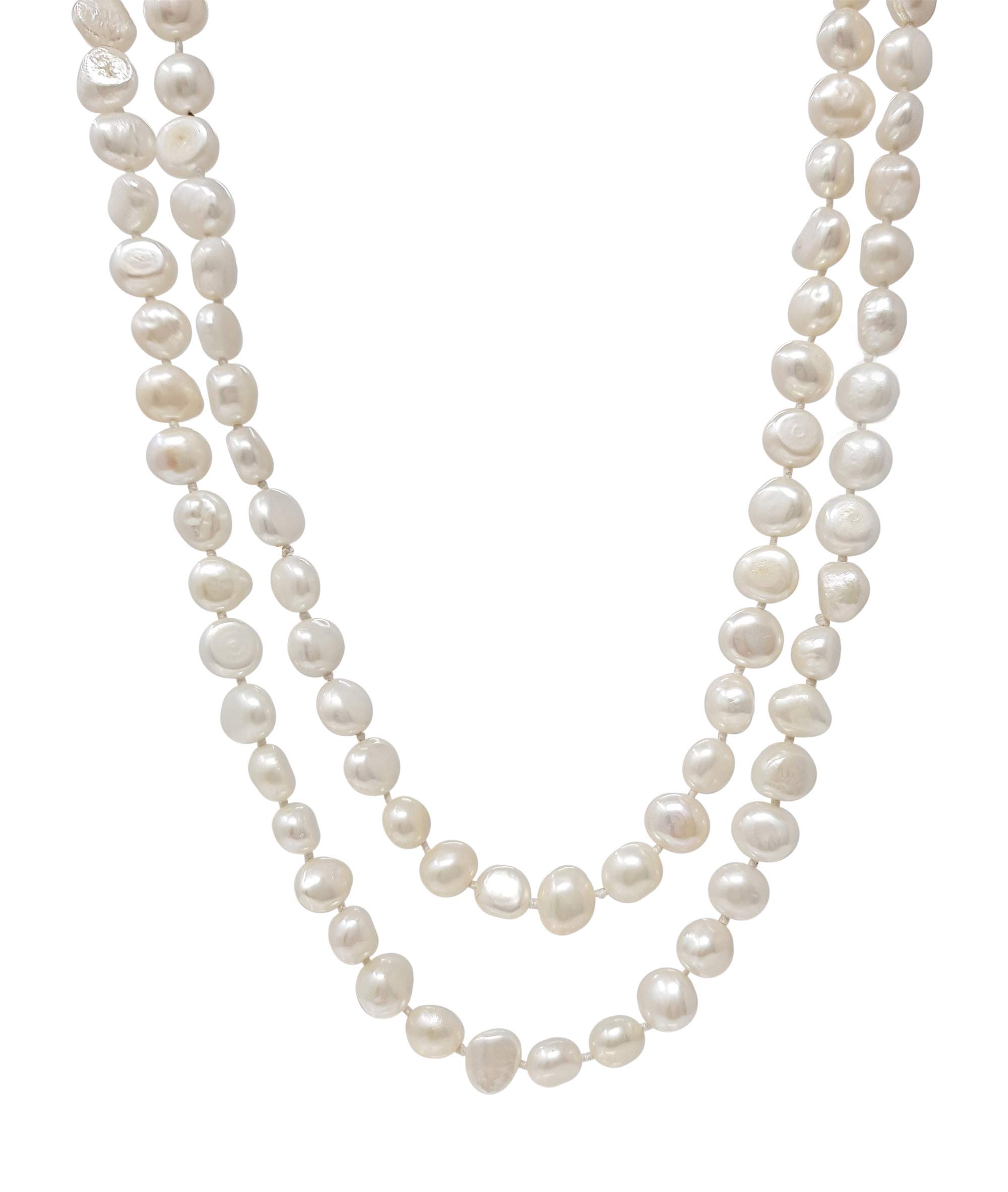 – TreasureBay Elegant and Classic 5 in 1 Natural Freshwater Pearl Necklace 120cm - Presented in a Beautiful Jewellery Gift Box