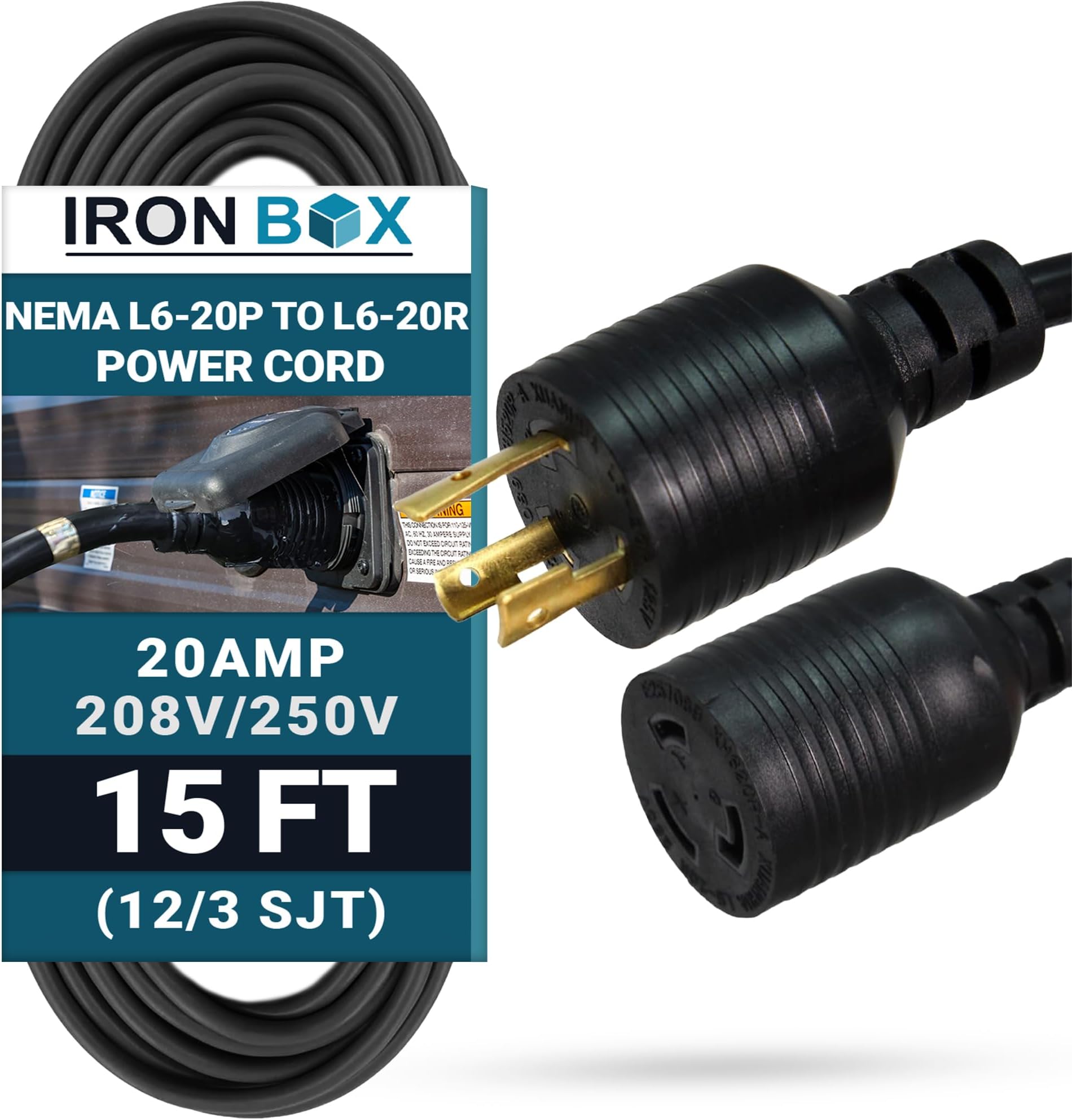 6FT L6-20 20A 250V EXTENSION CORD - BLACK - www 6FT L6-20 20A 250V EXTENSION CORD - BLACK - www