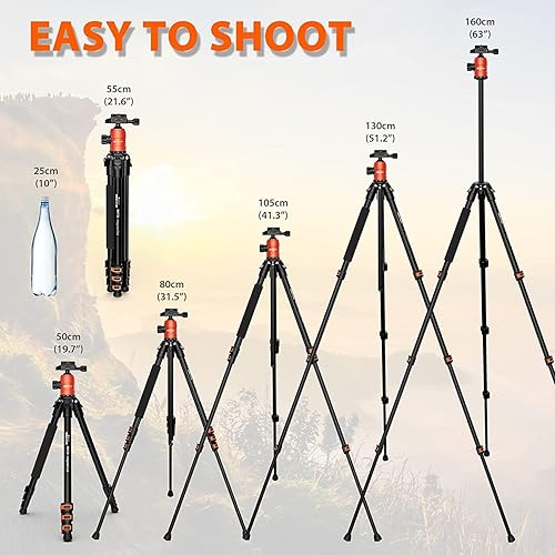 Miniatura 9 de GEEKOTO Trípode de video, trípode de cámara profesional para DSLR, monopie de aluminio de 77 pulgadas para DSLR, trípode de aluminio compacto con