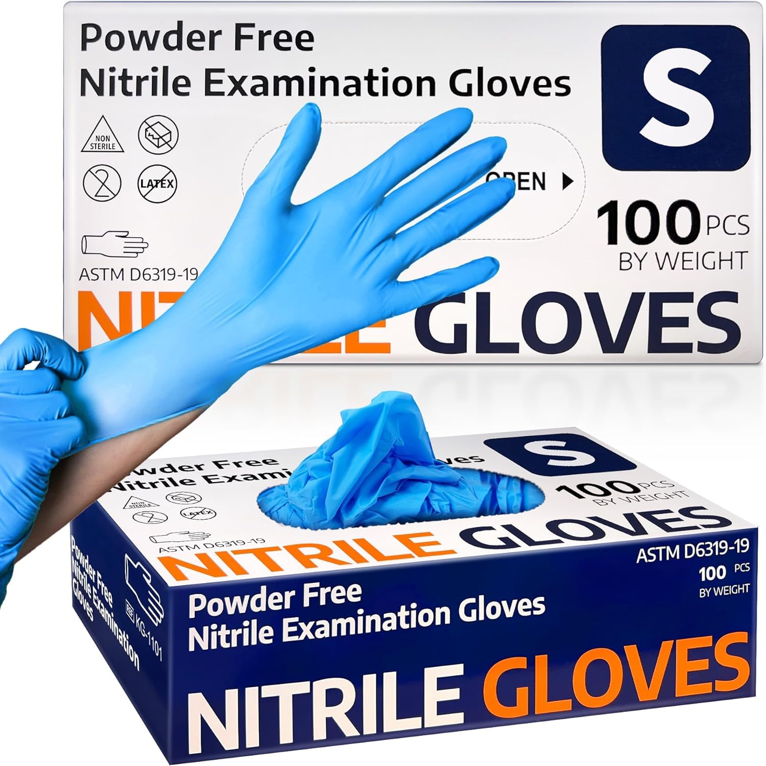 PROMART Disposable Nitrile Gloves, Food Grade - 100 Count - Blue, Latex-Free, Powder-Free - Multipurpose Hand Protection (1000, SMALL)