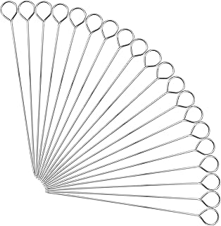 Kebab Skewers - 20 Pcs Stainless Steel BBQ Grilling Skewers - Reusable Metal Skewer Sticks for BBQ - Food Grill Skewers for Meat, Vegetables, and Fruit Cooking (25cm)