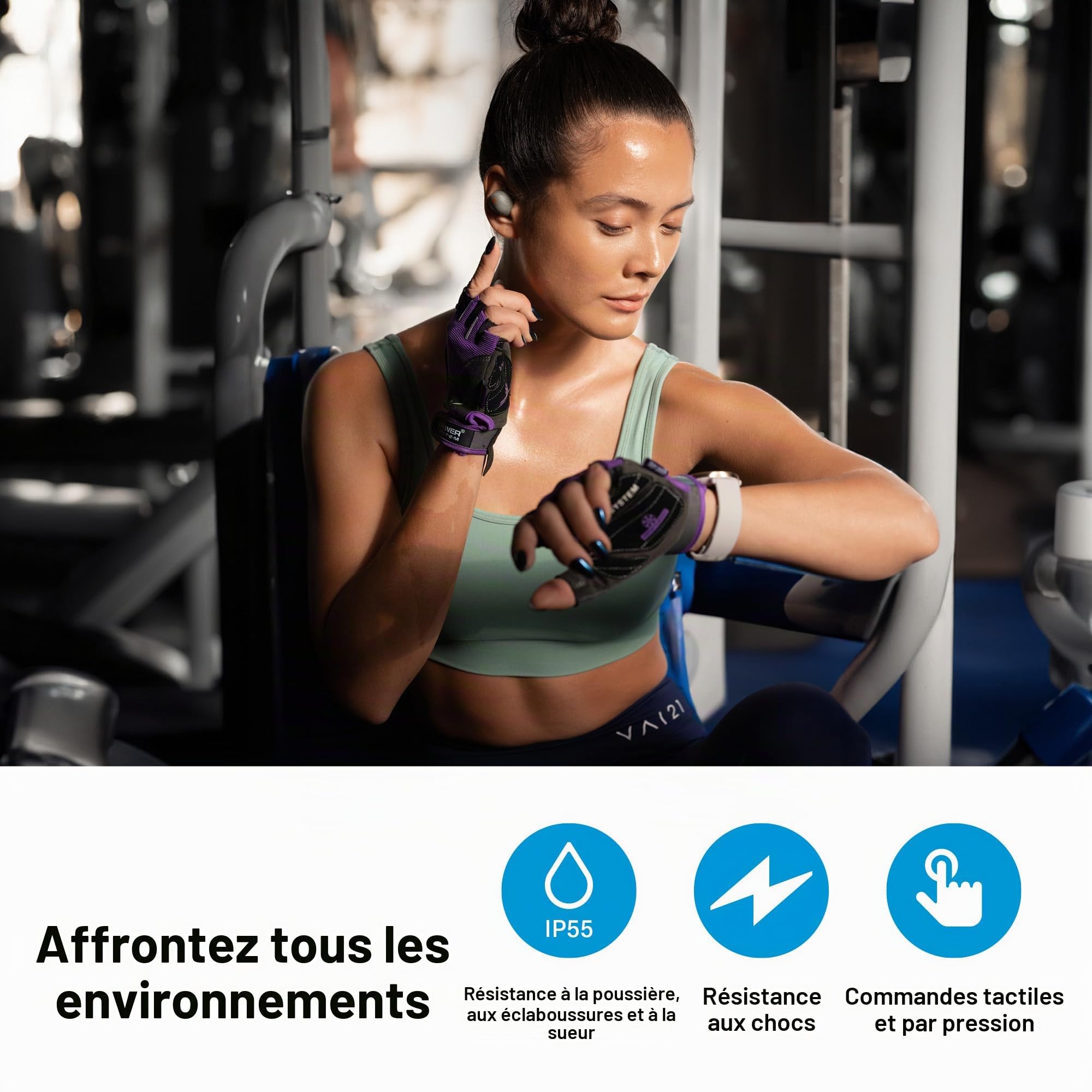 Sennheiser écouteurs Momentum Sport avec Suivi de Fitness pour Rythme Cardiaque et température corporelle - Son Clair avec ANC adaptatif, Maintien sécurisé, durée de Vie de la Batterie 24h - Graphite