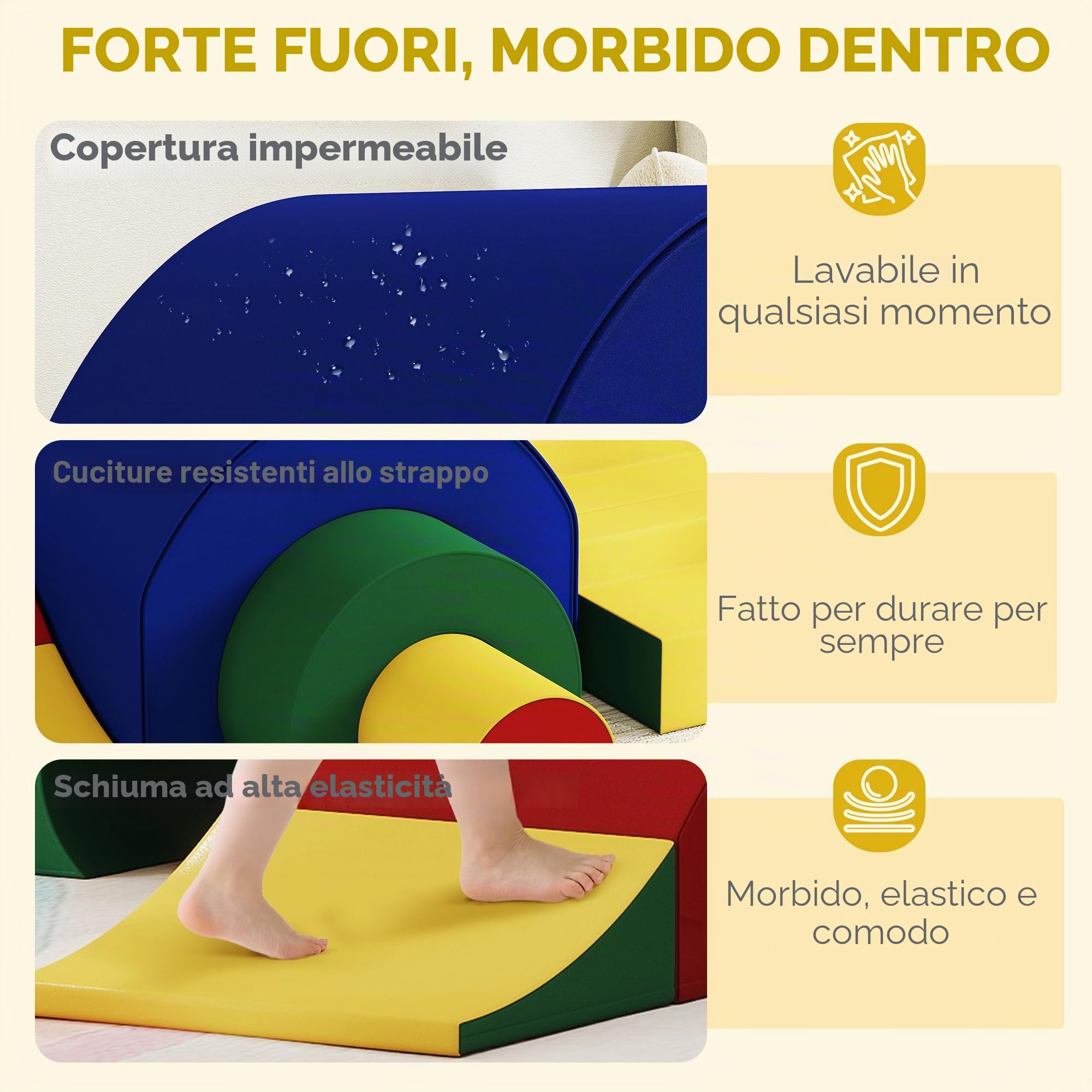 AIYAPLAY Blocchi da costruzione in schiuma per bambini, 5 pezzi, mattoncini da costruzione, in ecopelle, colorati