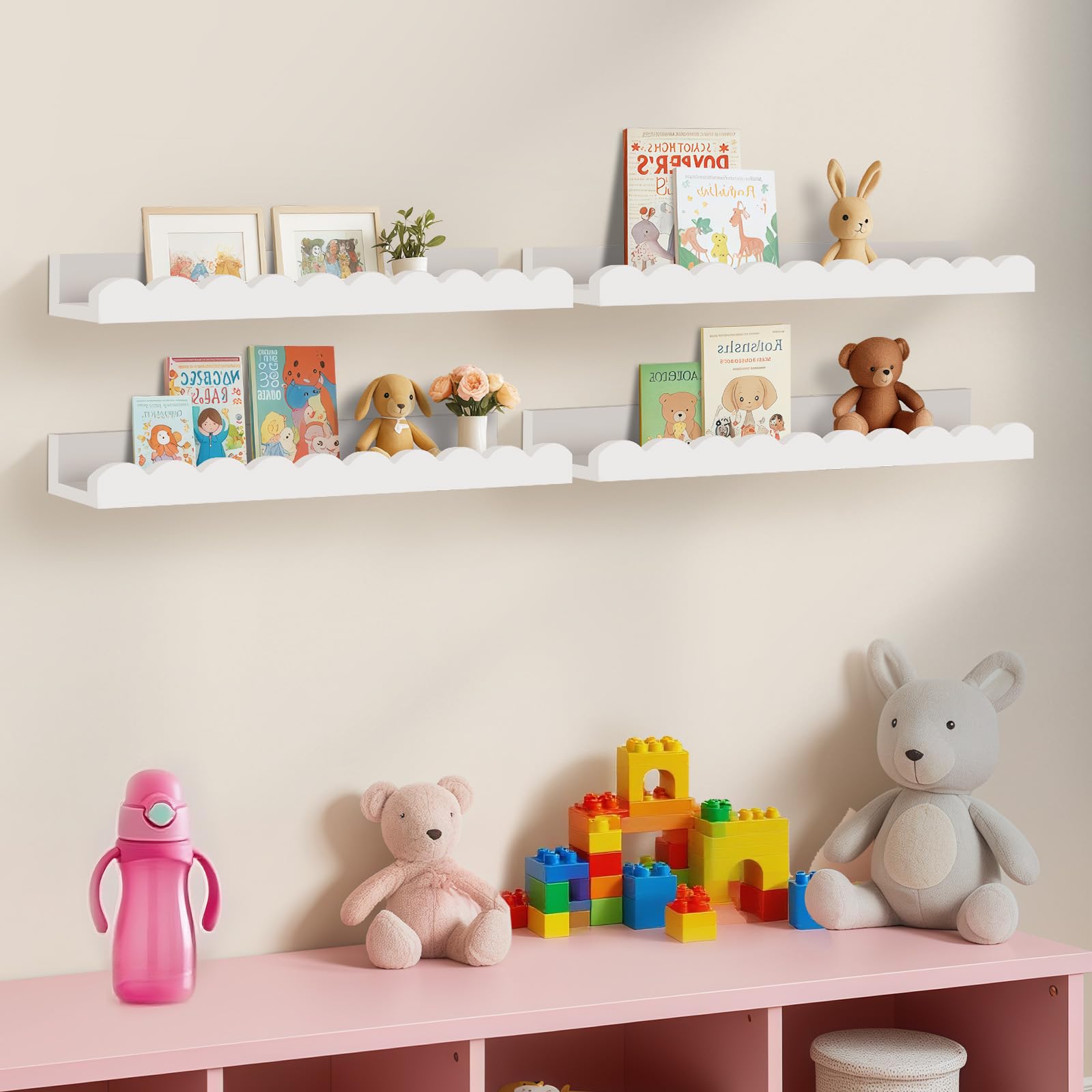 Floating Shelves - 4 Pack Nursery Shelves -2