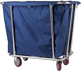 KUANDARMX Chariot à Manger pour Voiture Articles Ménagers Chariot De Trieur De Panier à Linge Roulant Robuste, Bac D'hôtel Commercial à Roues avec Sac Amovible, Blue