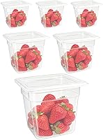 Vista 8 de Paquete de 6 bandejas de plástico para alimentos con tapas, tamaño 1/6 recipientes comerciales de almacenamiento de alimentos para fiestas