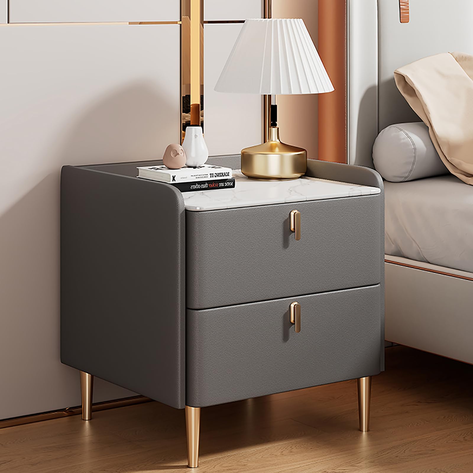 CHAANG Nachttisch Nachtschrank Nachttische nachtschränkchen Bedside Table Night Stand nachtkommode nachtkästchen nachttisch modern nachttische nachtschrank 40cm/15.8in Darkgray
