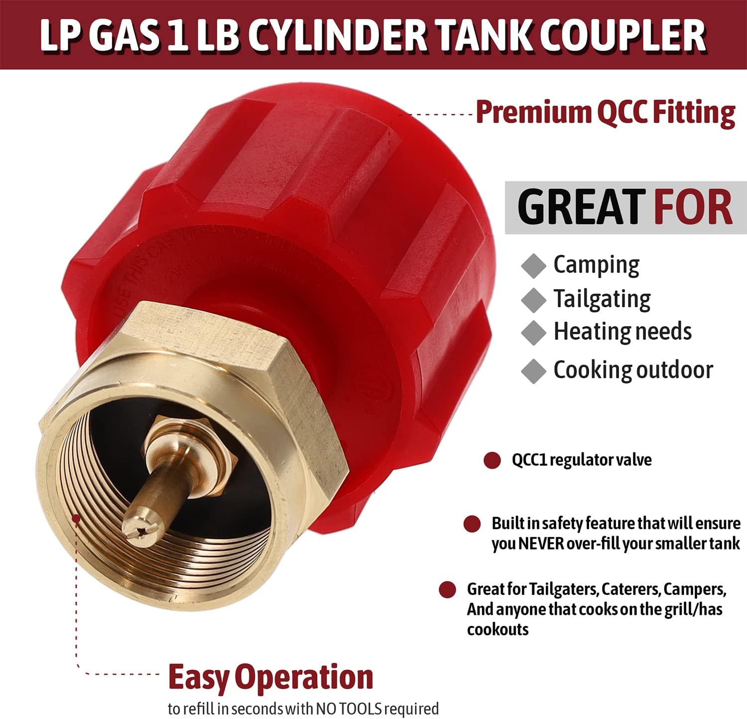 Gas One Propane Refill Adapter with QCC1 fitting