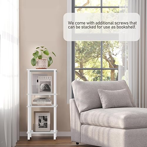 Miniatura 5 de TUTOTAK Mesa auxiliar, mesa auxiliar, mesita de noche, estante de almacenamiento de 2 niveles, mesa de sofá para espacio pequeño, sala de estar,