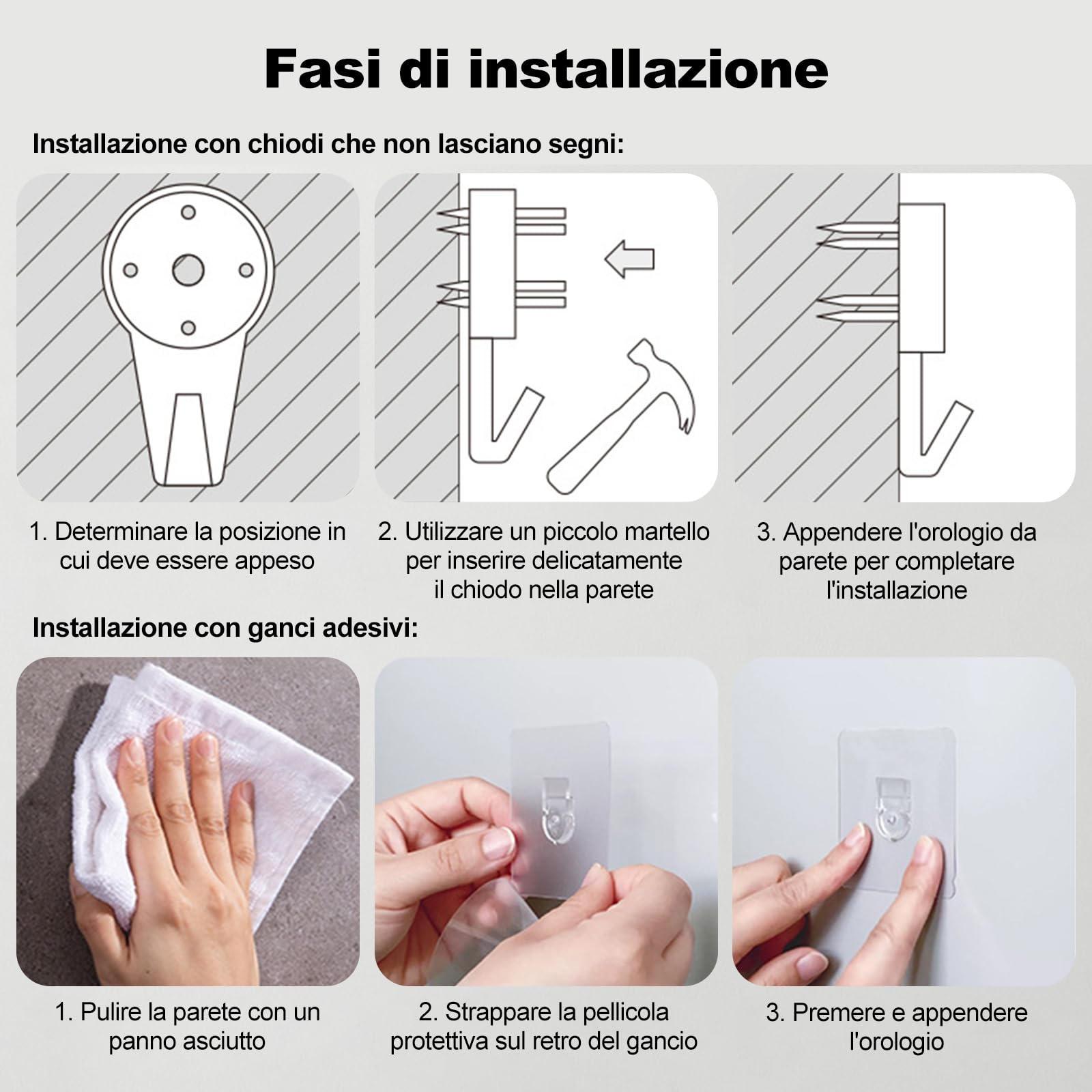 Ergocar Orologio Dda Parete Metallo Ssemplice, Orologio Da Parete In Metallo Moderno Senza Tick E silenzioso, Adatto Per Decorare Soggiorno, Ingressi, Cucine, Camere Da Letto E Uffici