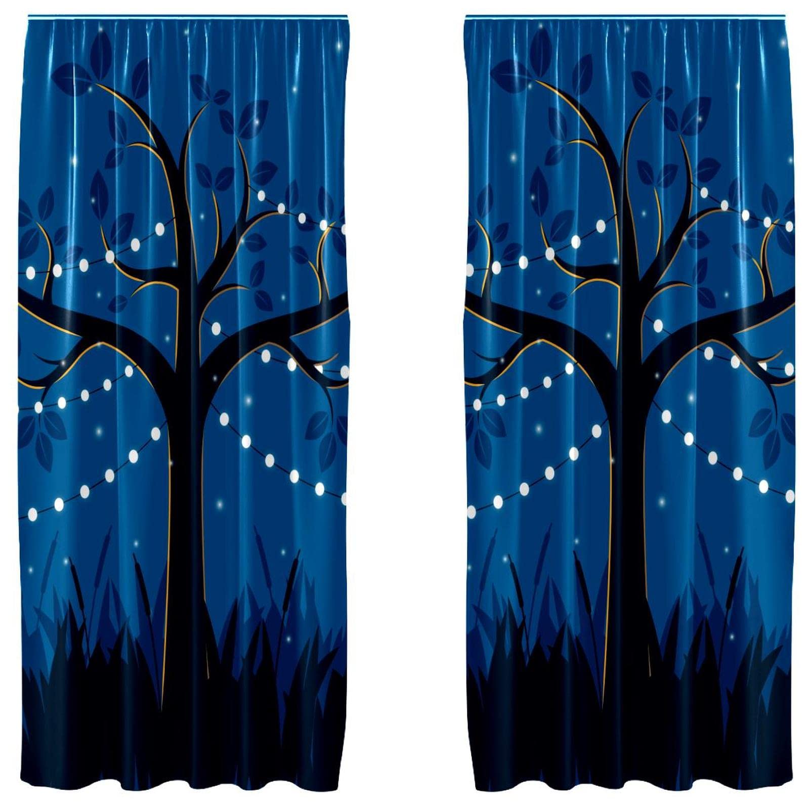 Juego de 2 paneles de árbol mágico azul para decoración de sala y dormitorio (55x84 pulgadas)