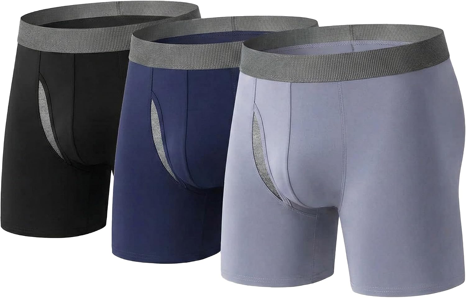 Esplus Men's Cooling Boxer Briefs 3 Pack, Moisture Wicking Breathable Underwear with Mesh Pouch, No Ride Up