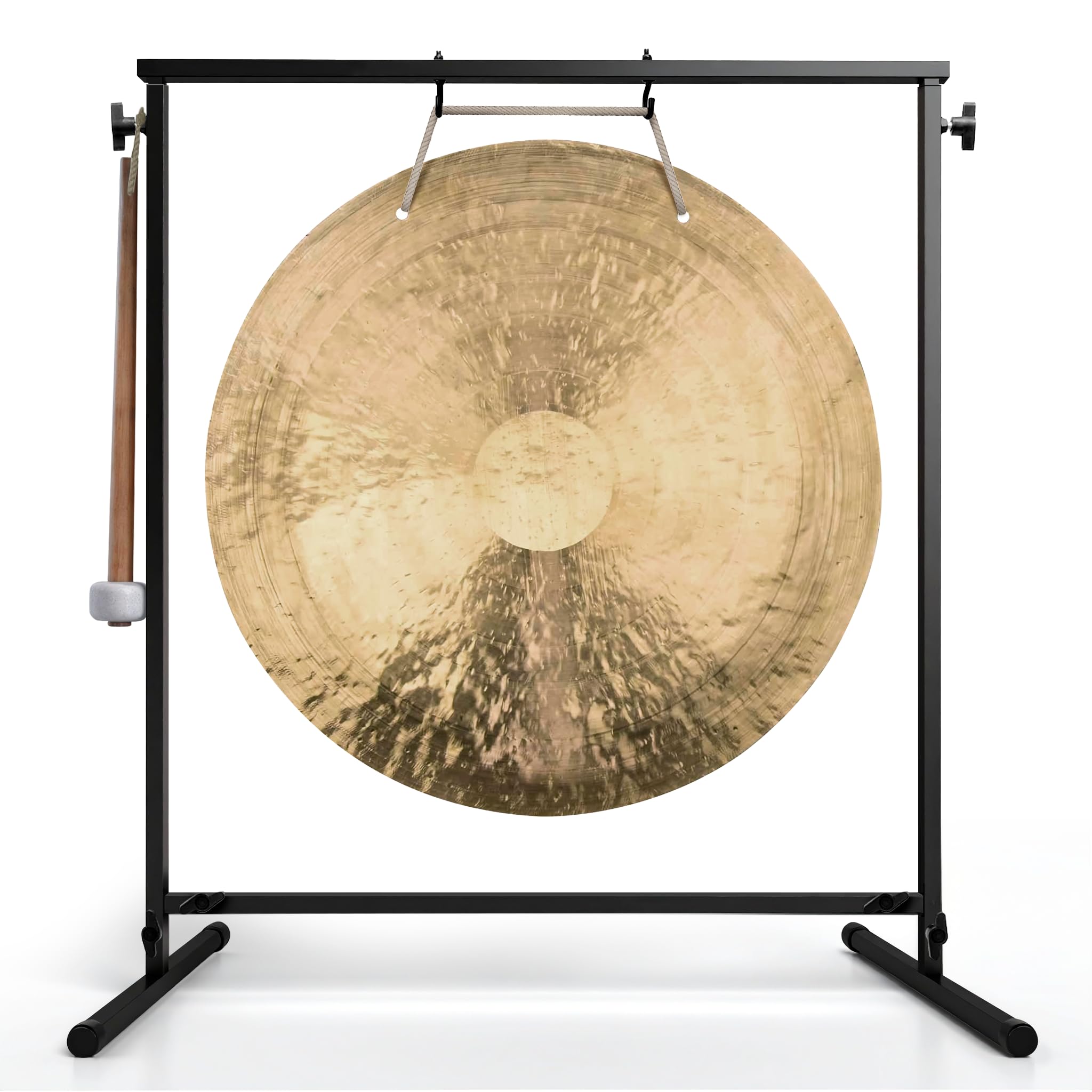 The Gong Shop Handcrafted Chinese Wind Gong Set – Authentic Bronze Gong for Meditation, Sound Healing, Yoga or Home Decor (22” Wind Gong with Stand & Mallet) v