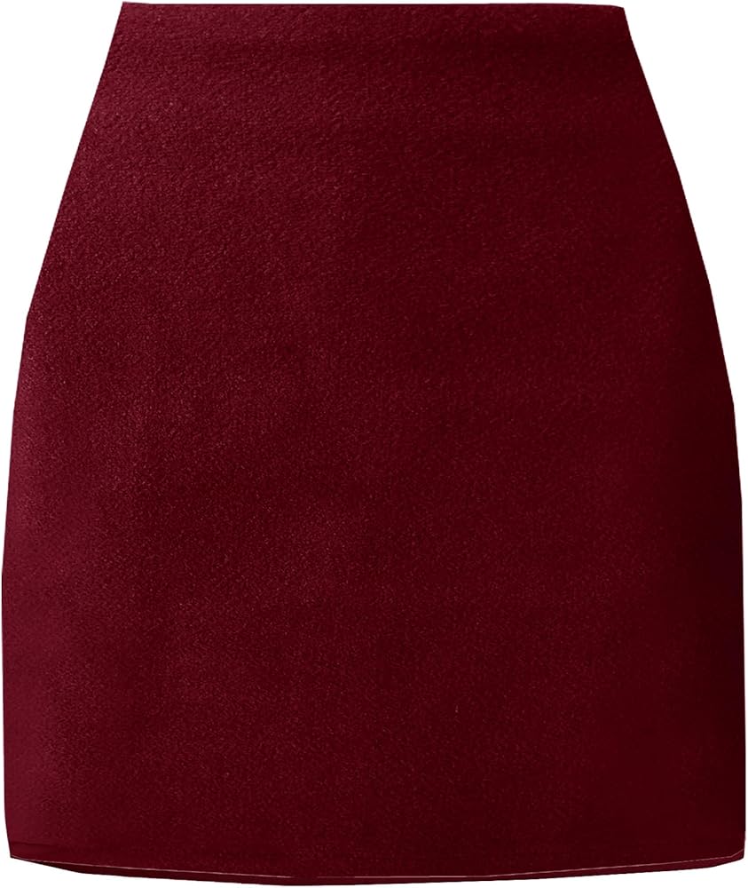 Women's High Waist Wool Fall Winter Mini Pencil Bodycon Skirt