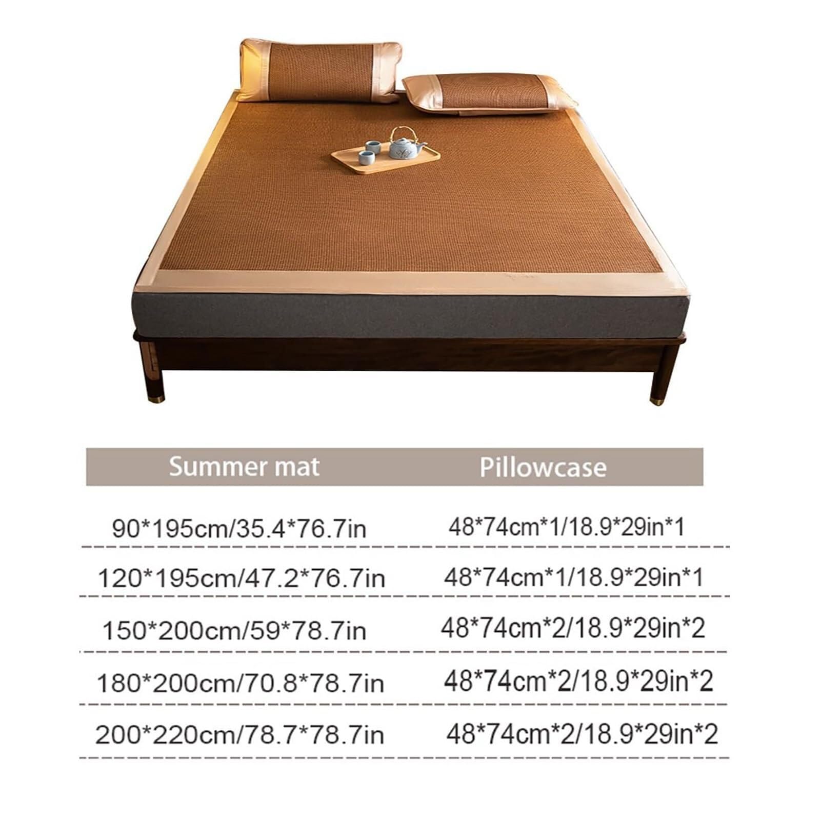 Set lenzuola con angoli in rattan | Raffreddamento estivo Traspirante, pieghevole, multi-dimensione, comfort for tutte le stagioni(Y,180*200cm)