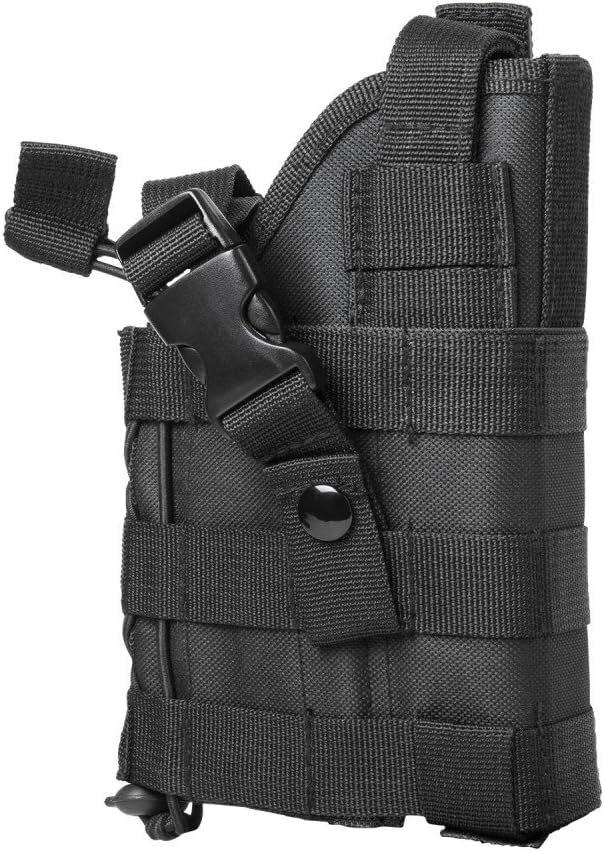 MOLLE Style Tactical Black Pistol Holster with Free Magazine Storage Pouch Fits Glock 17 20 21 22 37 31 Springfield Echelon IWI Jerico 941 Masada S&W M&P Full Size Pistols
