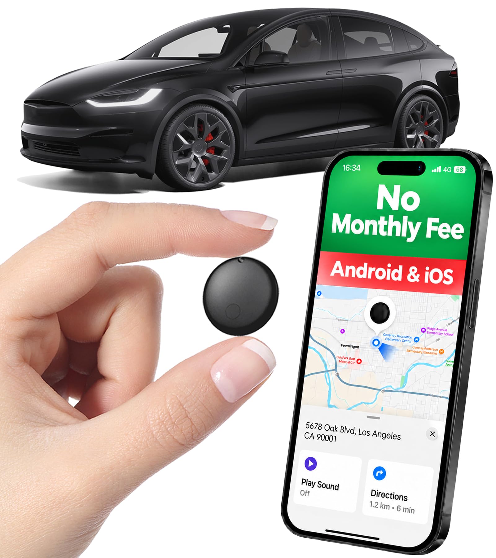 zxhtqtx GPS Tracker for Vehicles — No Subscription, IP65, Small