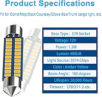 Vista 3 de Serundo Auto 578 Bombilla LED 211-2 para coche, 1.614 in, 1.654 in, 1.65 pulgadas, 212-2, bombilla para mapa de automóvil, luz de cúpula 22SMD 3014