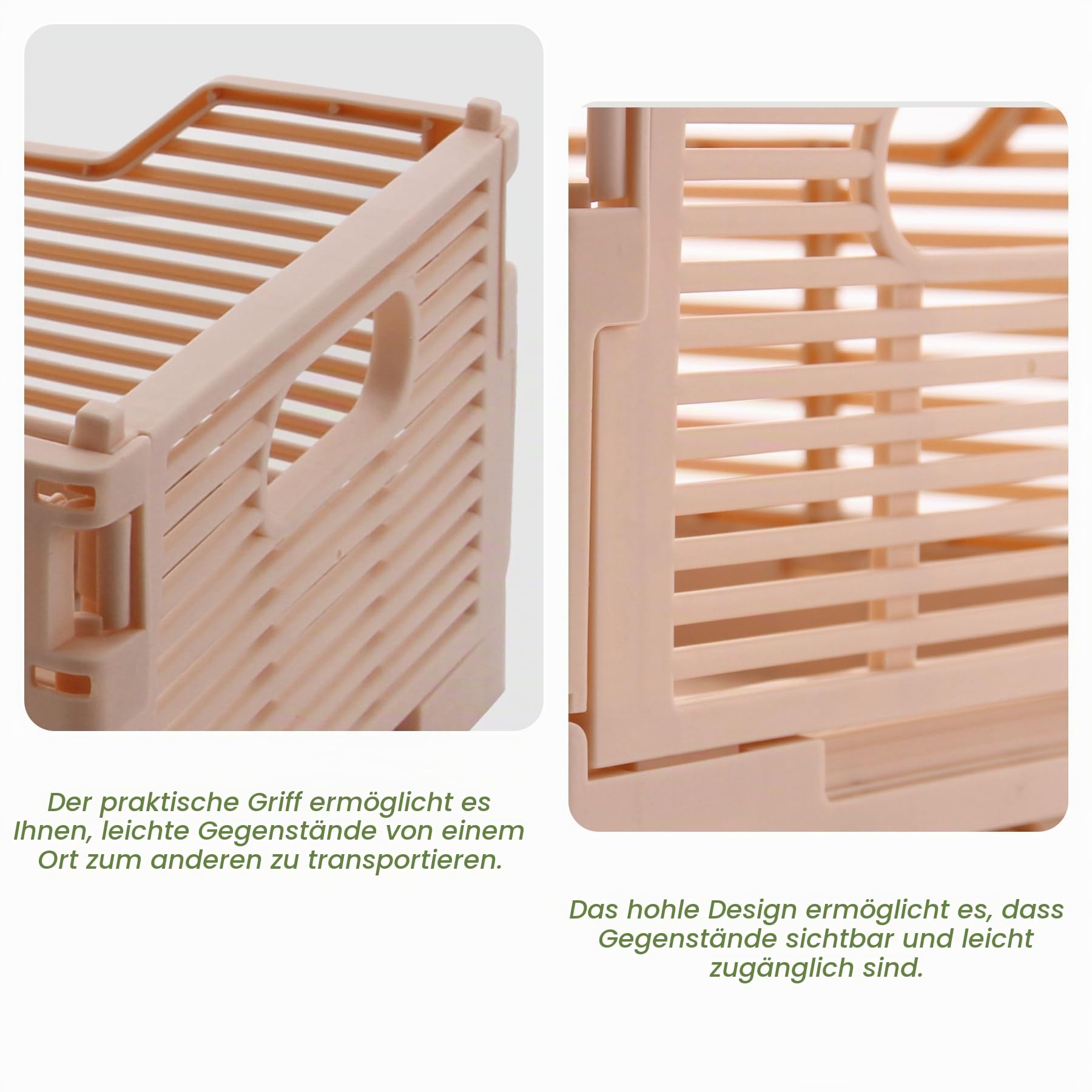 4 Stück Klappbox, Kunststoff Klappkiste Aufbewahrungskorb, Stapelbar Faltbarer Aufbewahrungsbox Kisten Aufbewahrung für Haus Klassenzimmer Büro Küche Schlafzimmer (40x30x15.5cm, Grau)