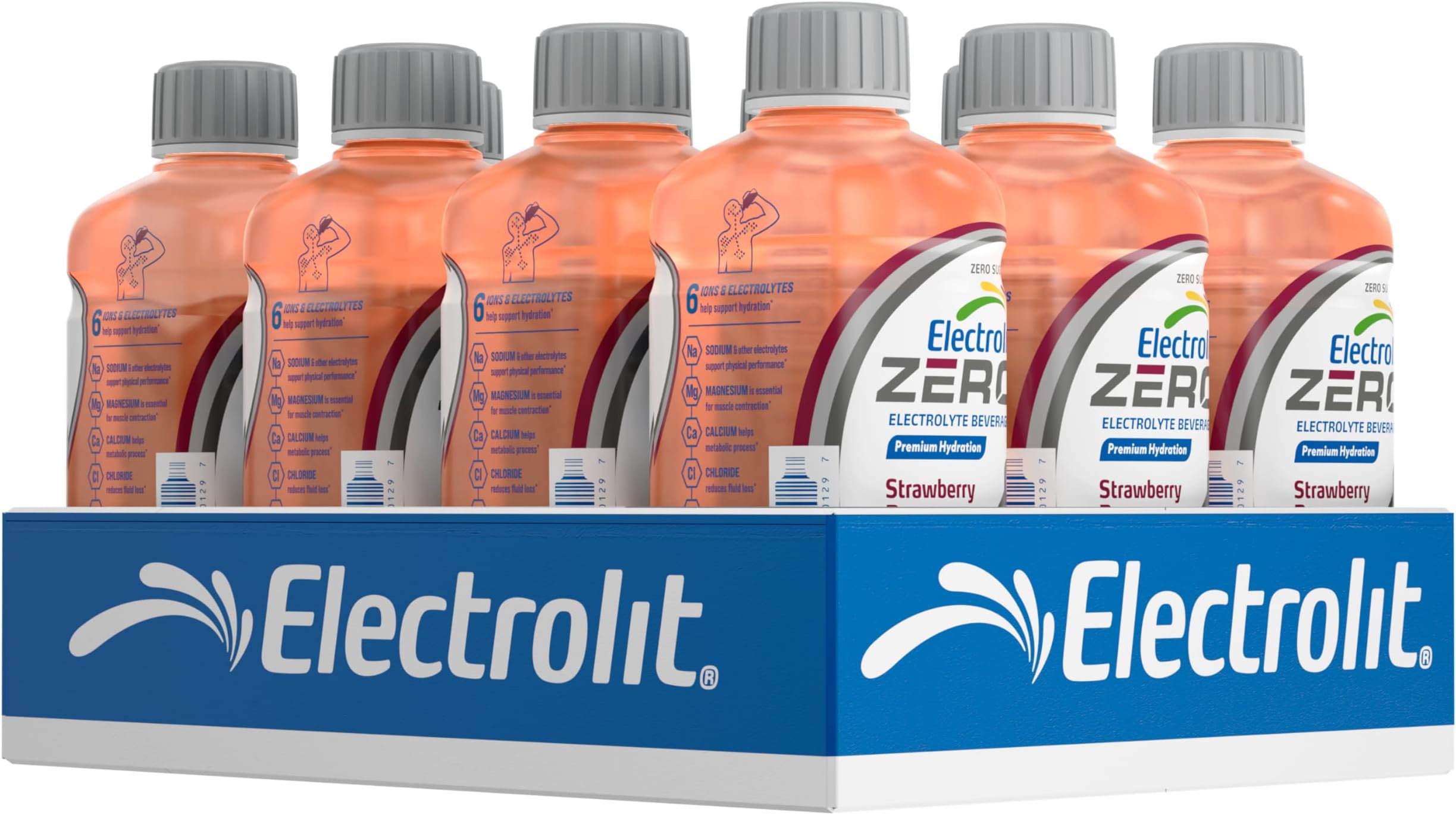 Electrolit Zero, Electrolyte Beverage, Strawberry-Banana, 21 Fl Oz bottle (Pack of 12)