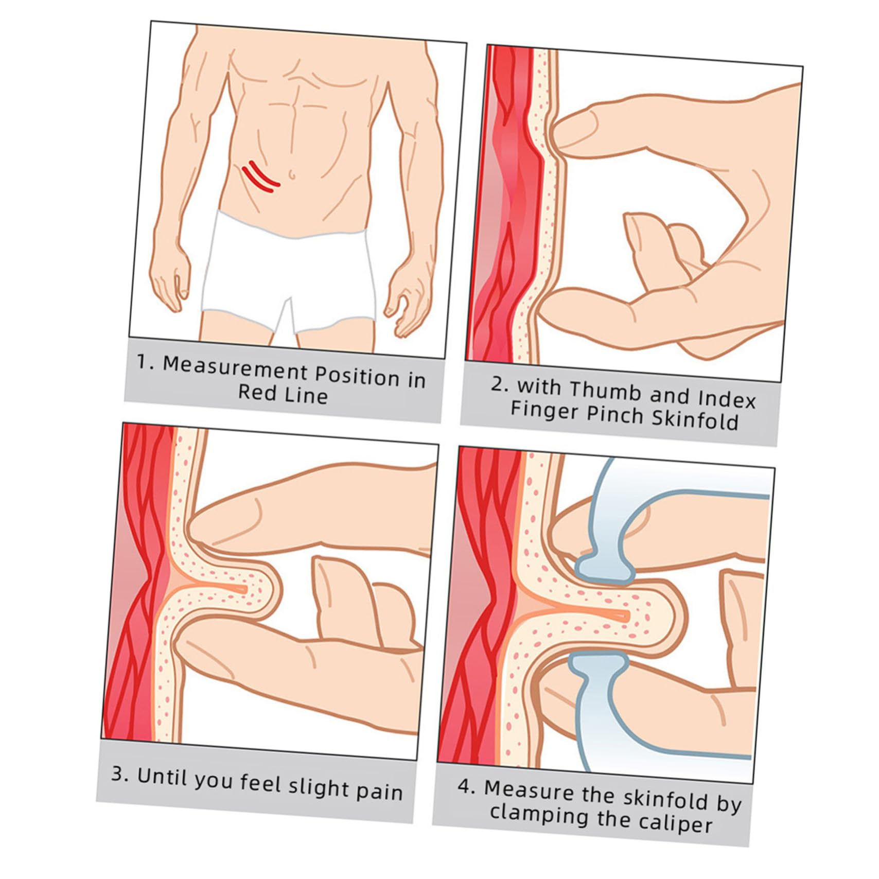 Healeved 8piezas Calibrador De Grasa Corporal y Cinta Métrica Bmi Kit De Medición Portátil Para Hombres y Mujeres Precisión Plicometría y Análisis Del Índice De Masa Corporal